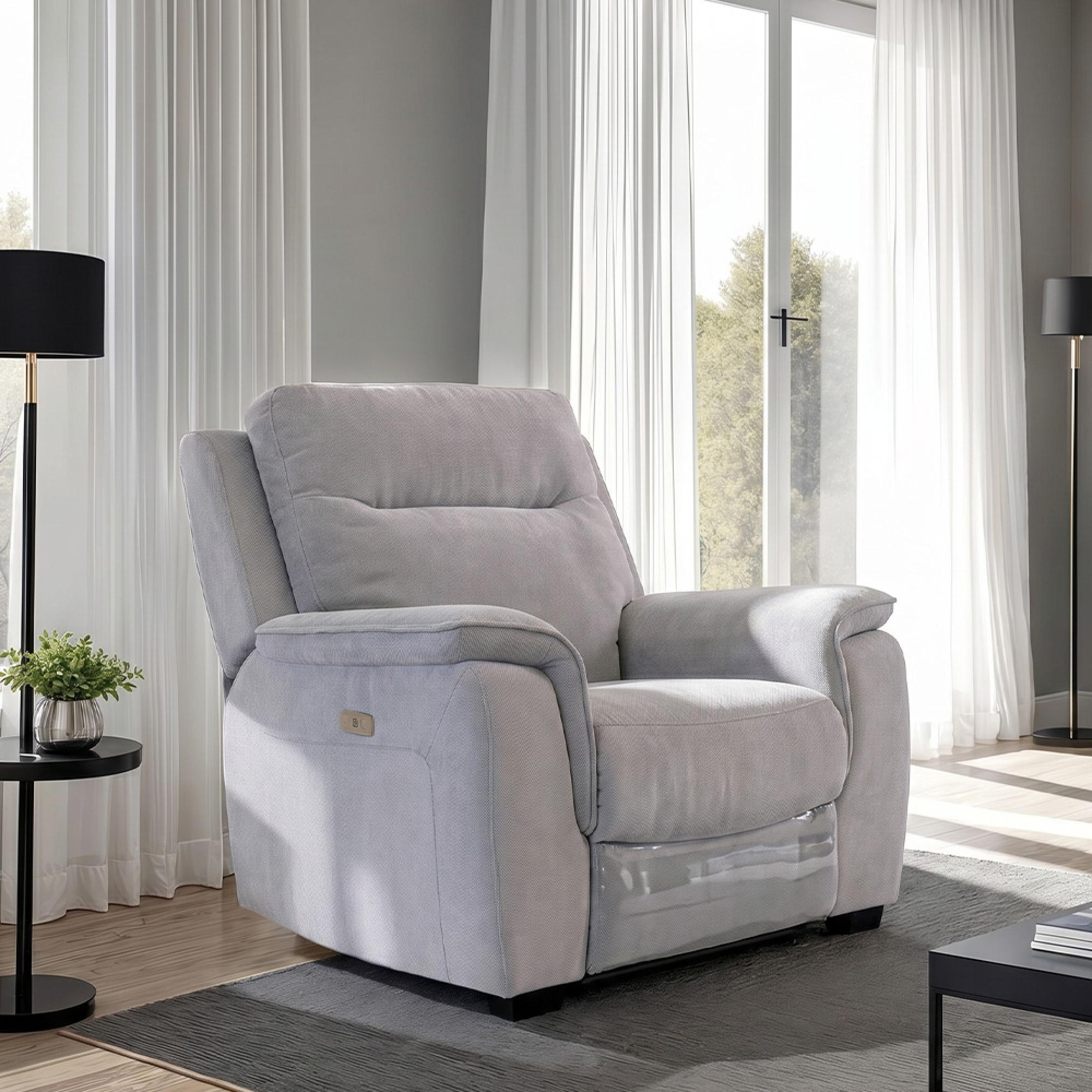 Havana Armchair - Electric Recliner - Silver Grey Fabric