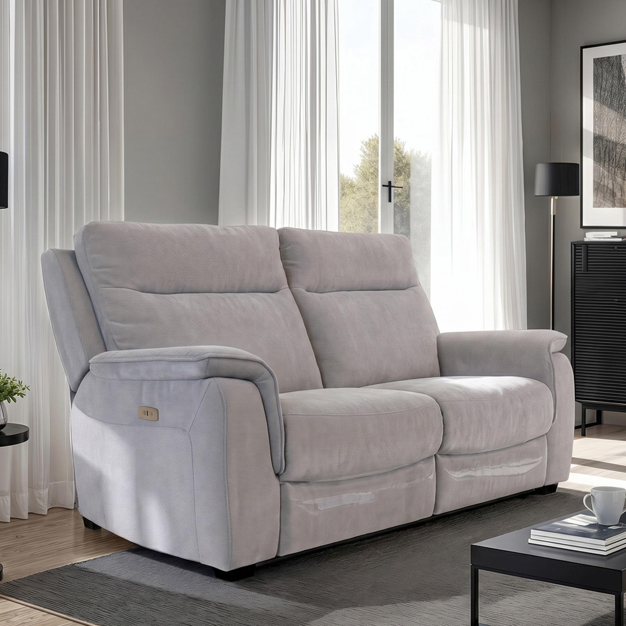 Havana Sofa - 2 Seater - Electric Recliner - Silver Grey Fabric