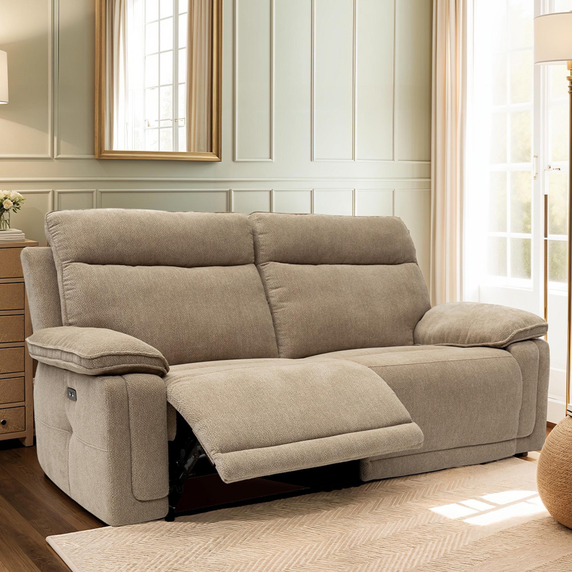 Cadenza Sofa - 3 Seater - Electric Recliner - Camel Fabric
