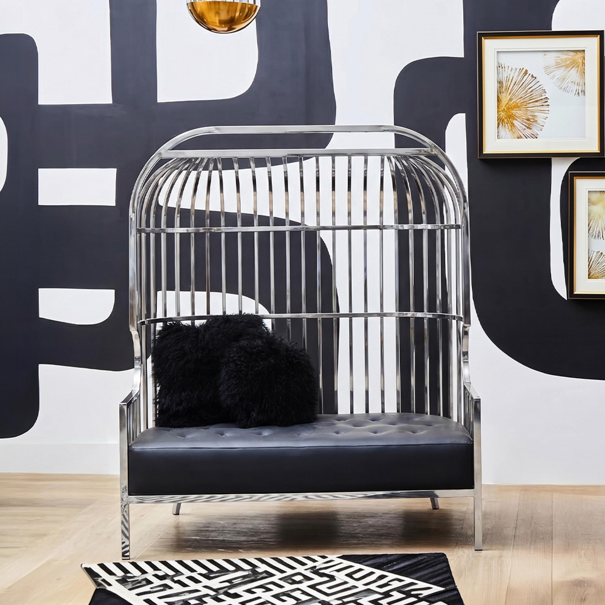 Eliza Sofa - 2 Seater - Silver Metal Frame with Dome Cage