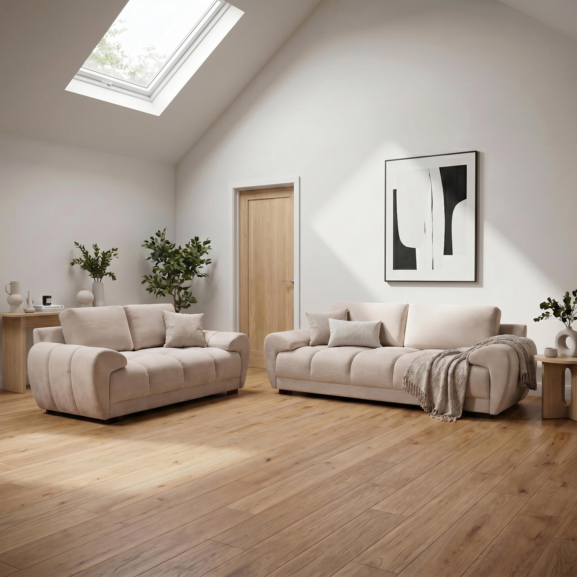 Azzuro Sofa Set - Mocha Velvet Fabric - 3+2 Seater
