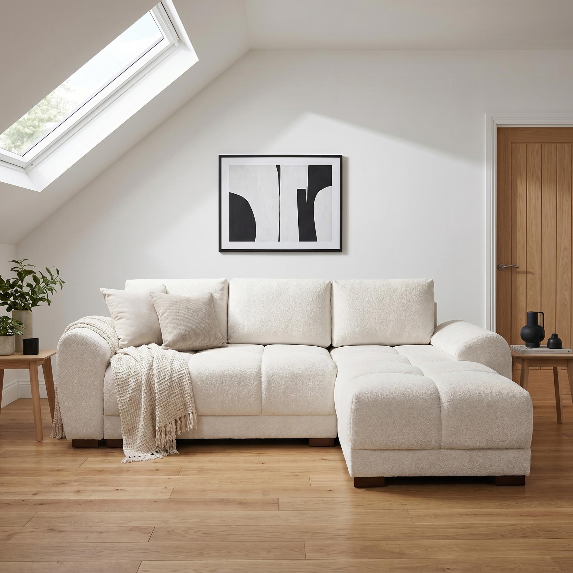 Azzuro Universal Corner Sofa Bed - Cream - Storage