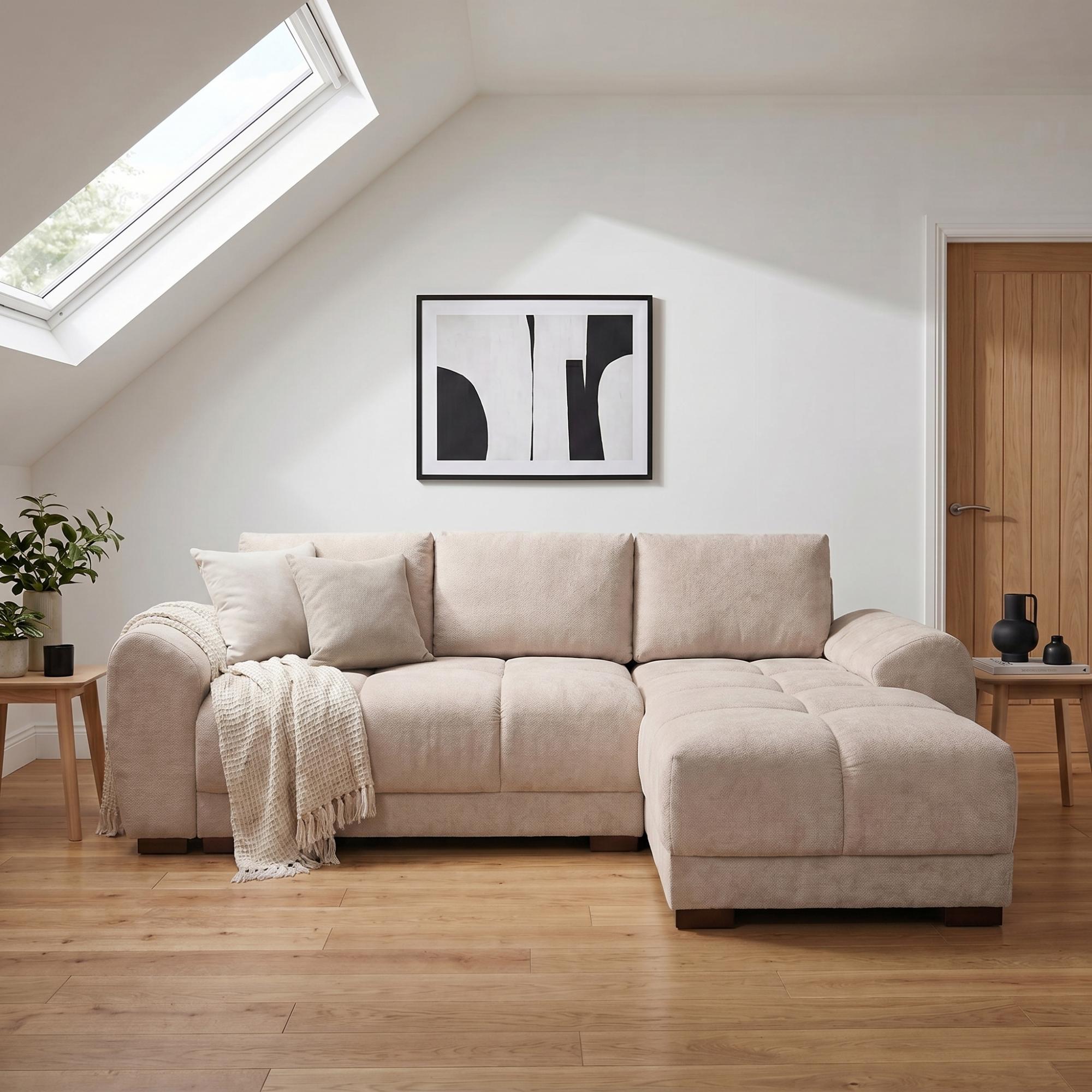 Azzuro Universal Corner Sofa Bed - Mocha - Storage