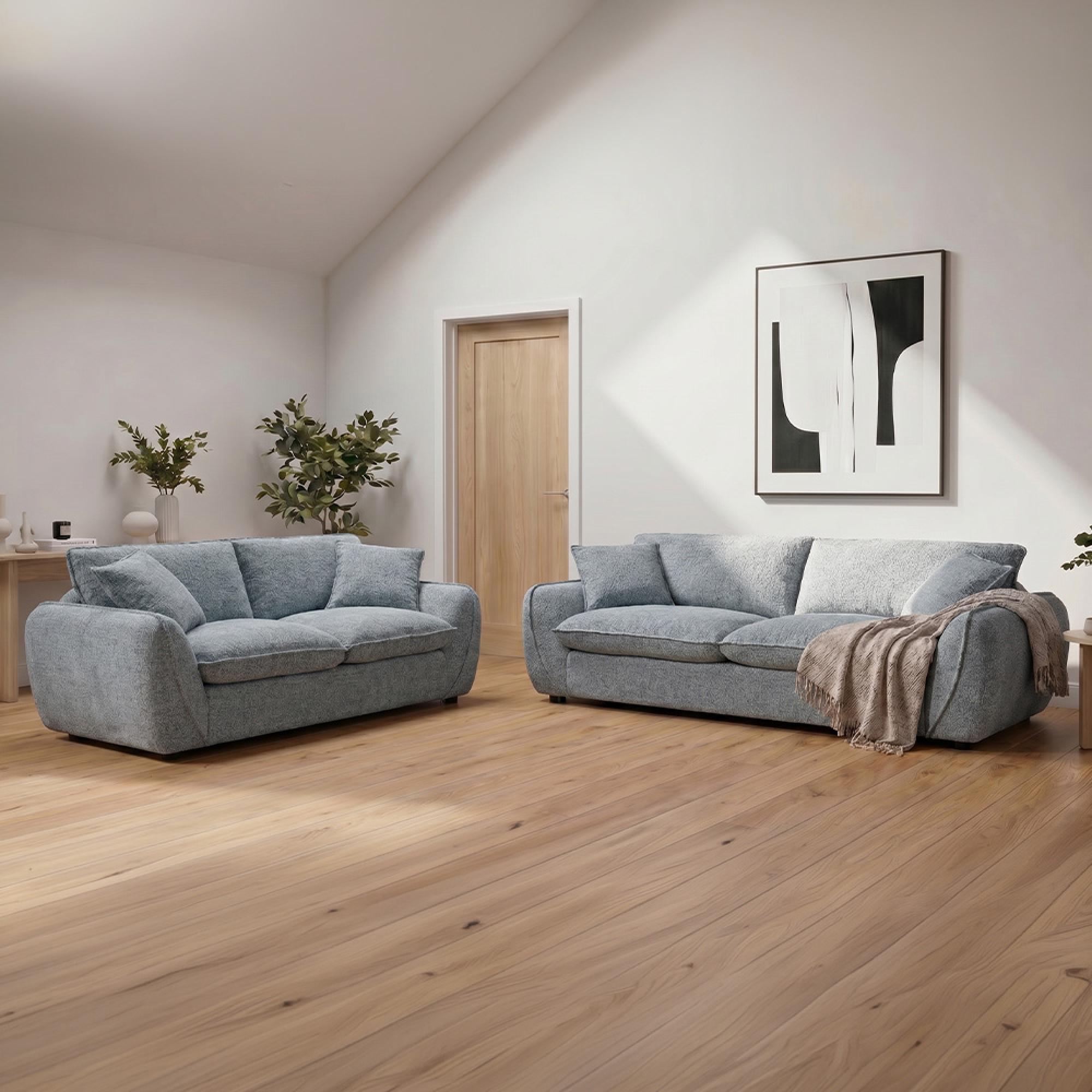 Berlin Sofa - Grey Fabric - 3+2 Seater