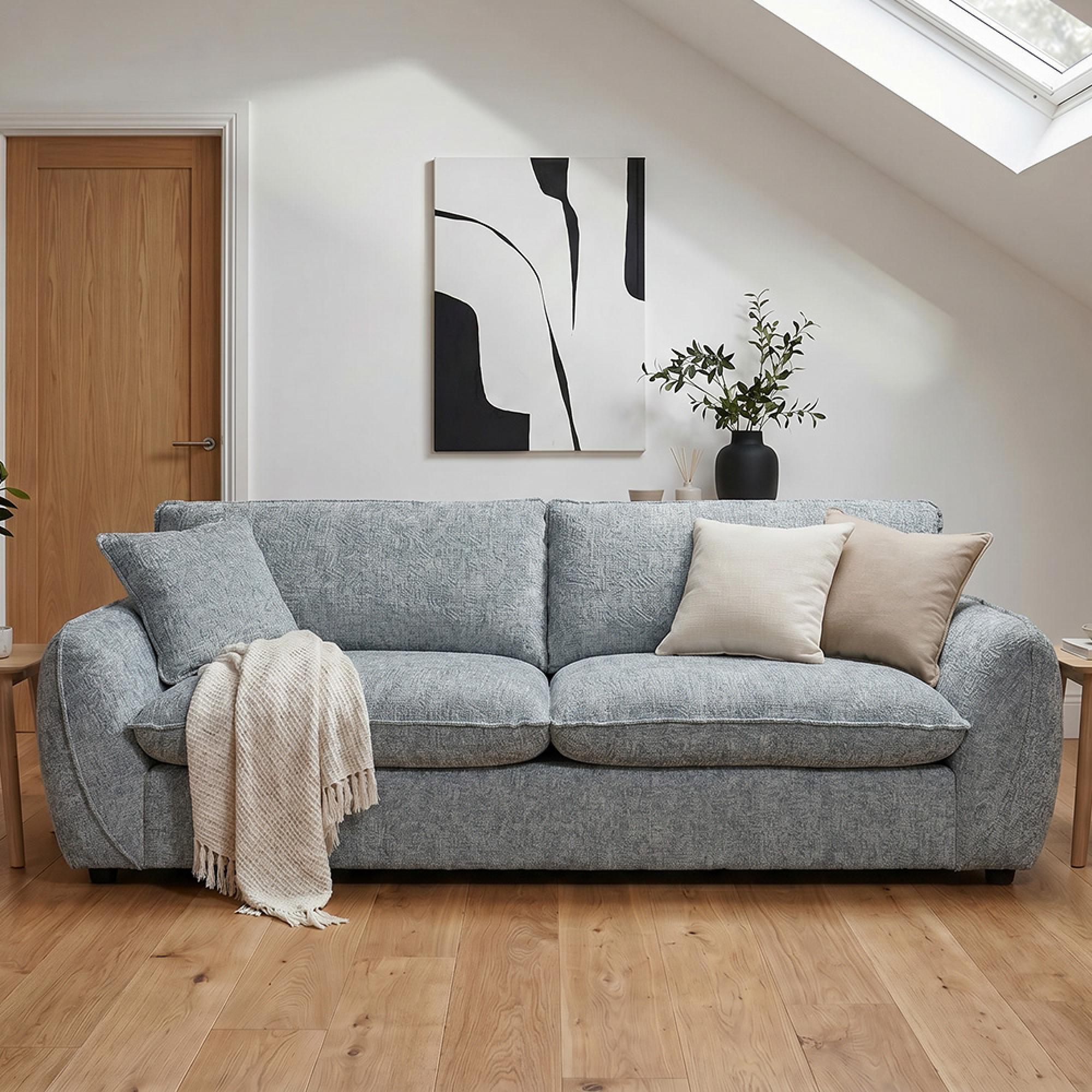 Berlin Sofa - Grey Fabric - 3 Seater