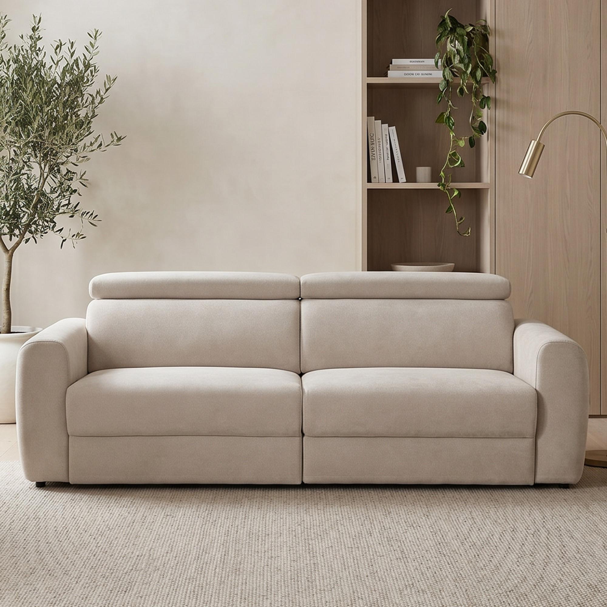 Dakota Sofa Bed - Beige Fabric - 3 Seater - Pull Out