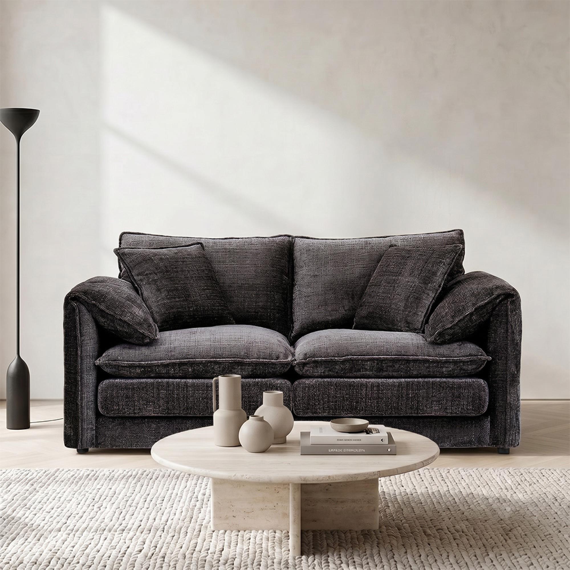 Solaya Sofa - Black Fabric - 2 Seater