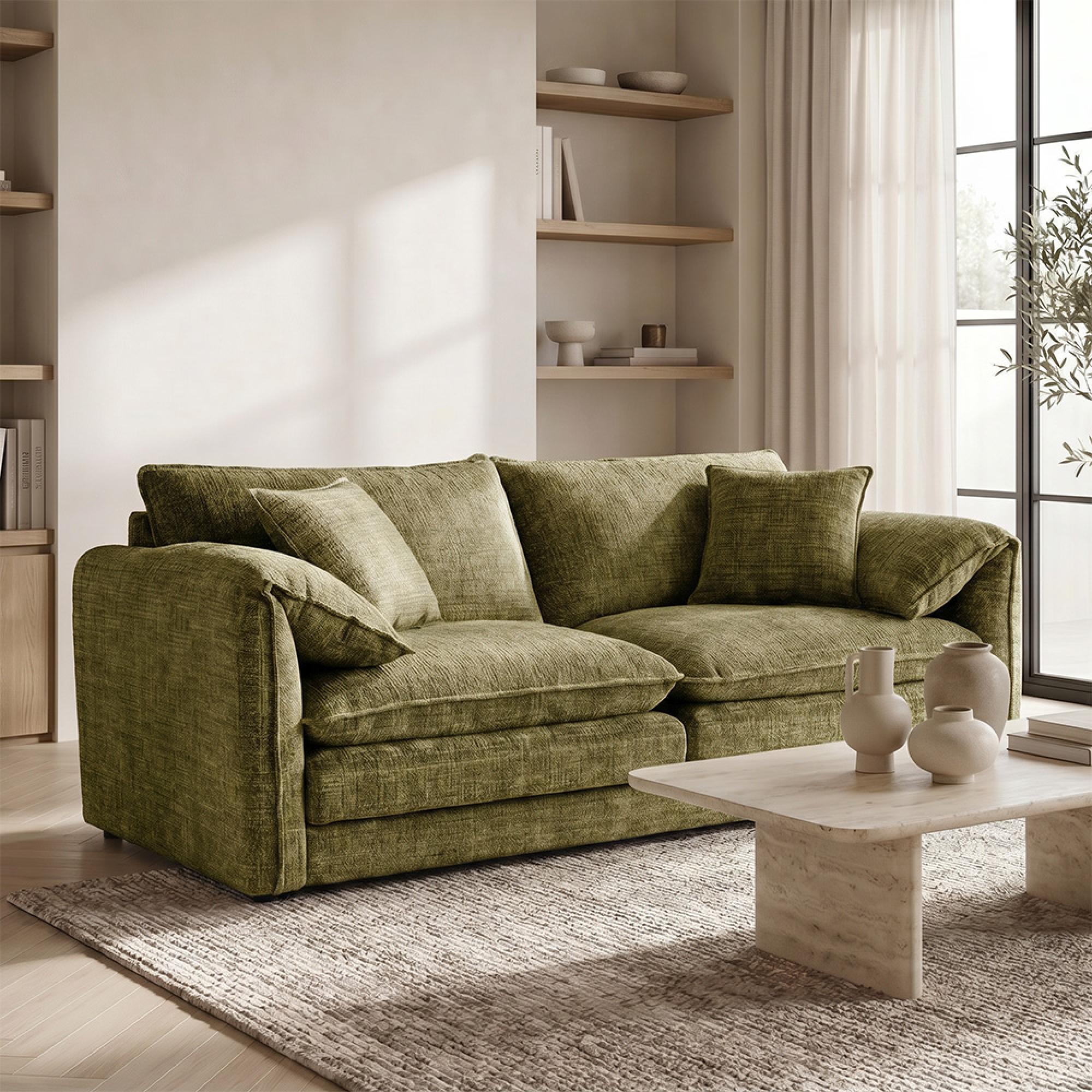 Solaya Sofa - Green Fabric - 3 Seater