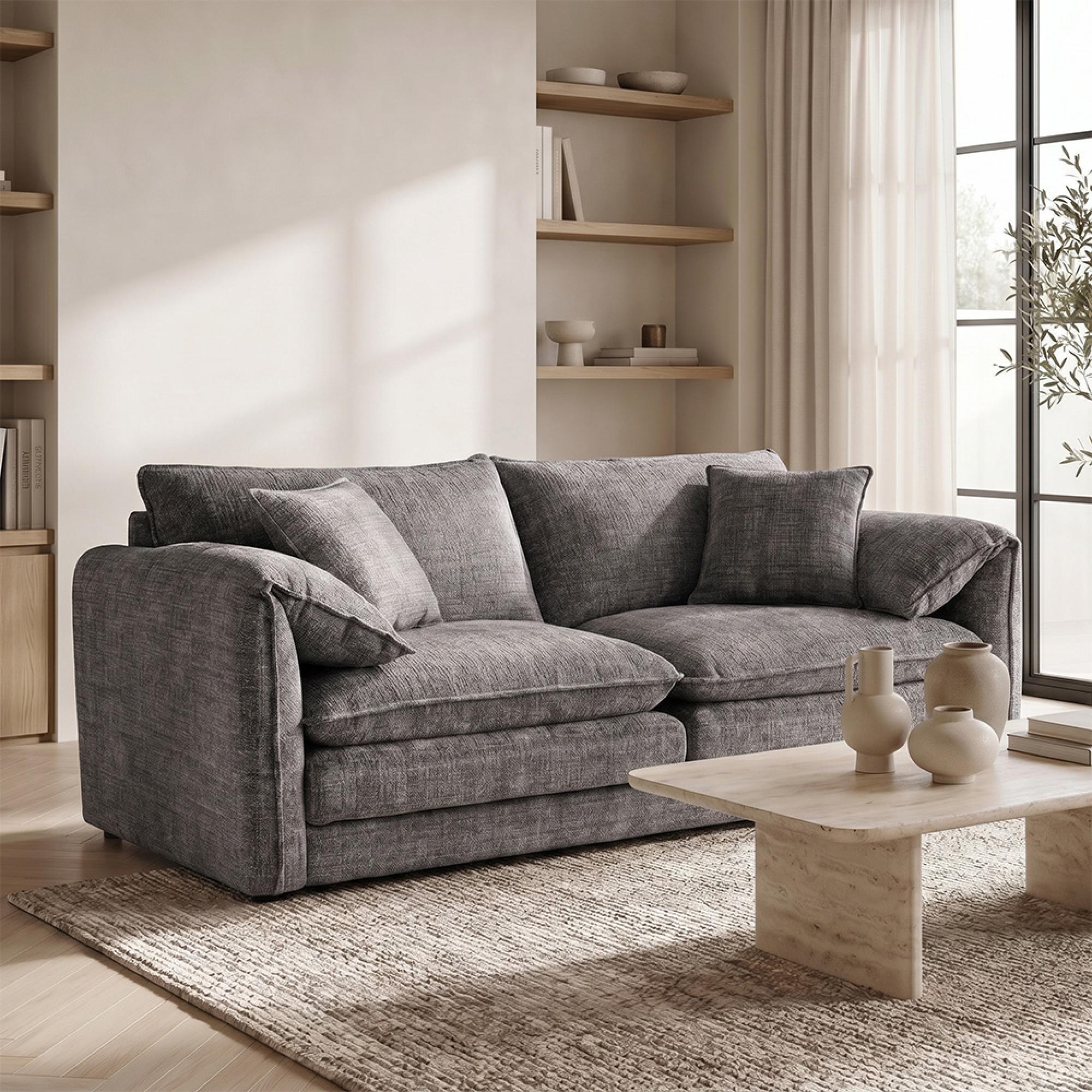 Solaya Sofa - Grey Fabric - 3 Seater
