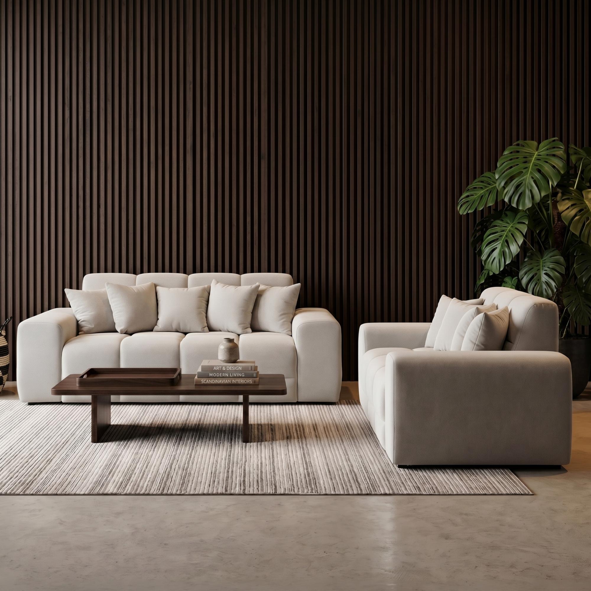 Jacob Sofa Set - Natural Fabric - 3+2 Seater