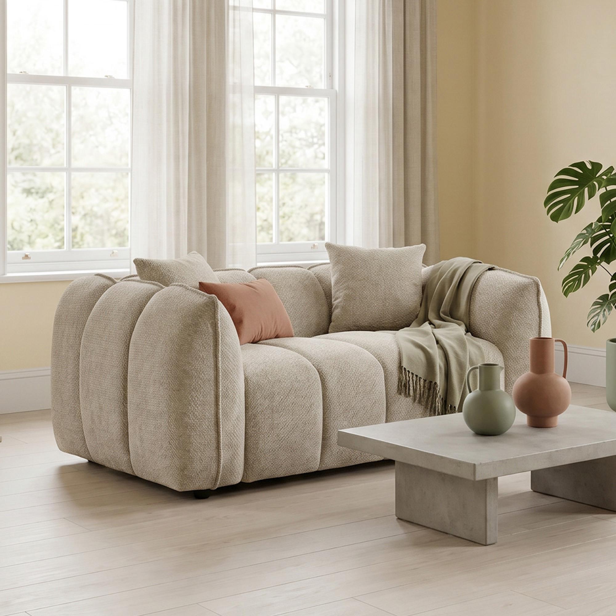 Venice Sofa - Beige Fabric - 2 Seater