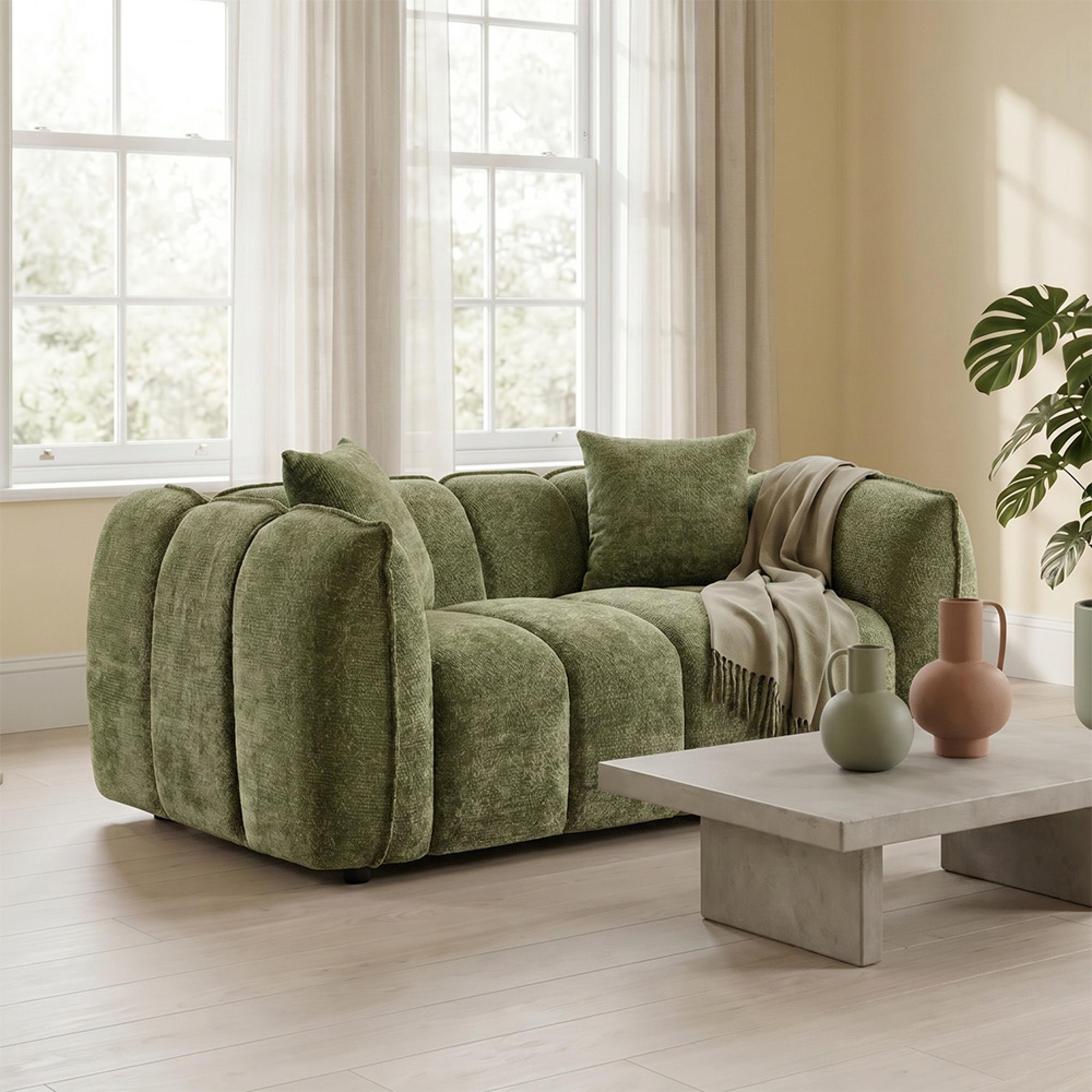 Venice Sofa - Green Fabric - 2 Seater