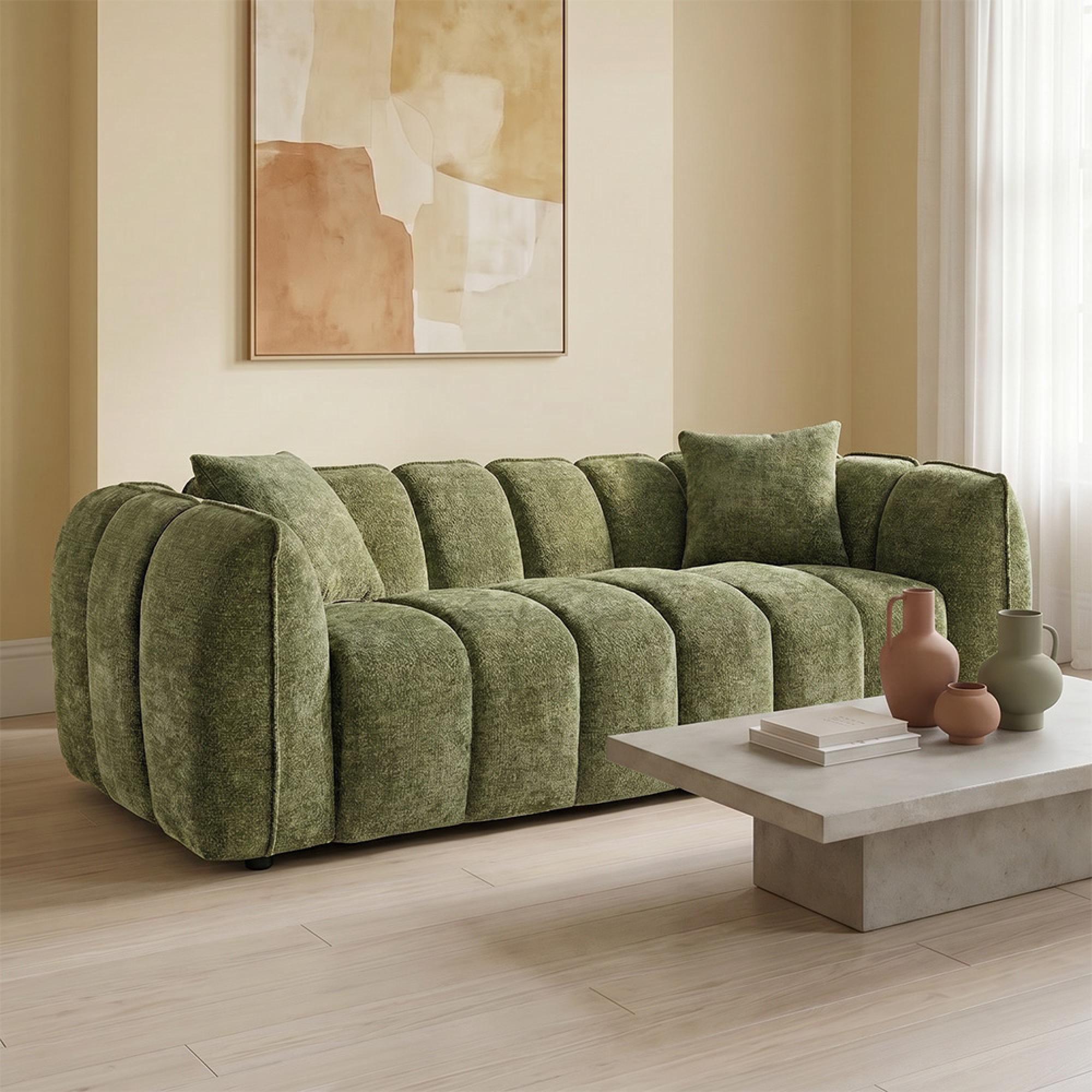 Venice Sofa - Green Fabric - 3 Seater