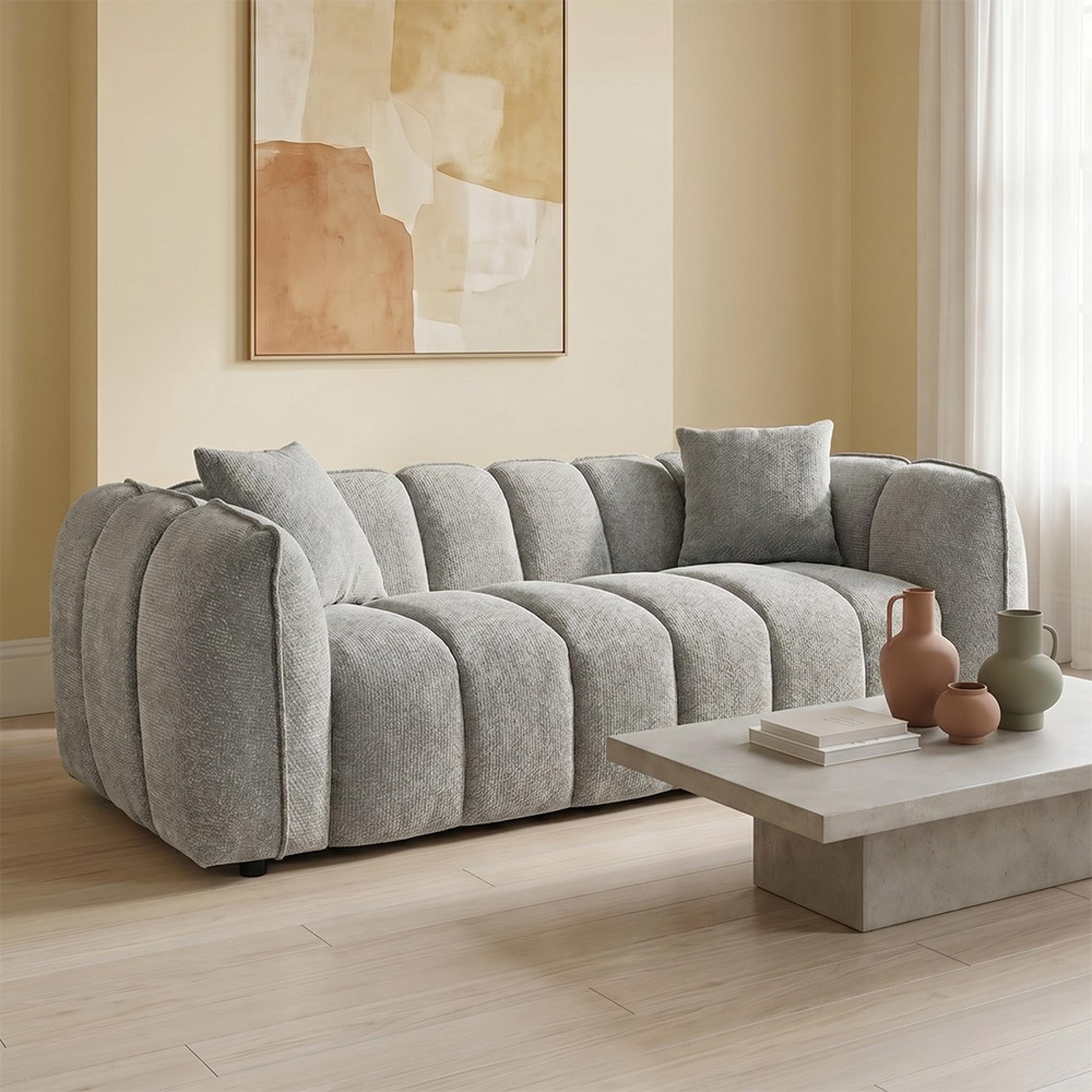 Venice Sofa - Grey Fabric - 3 Seater