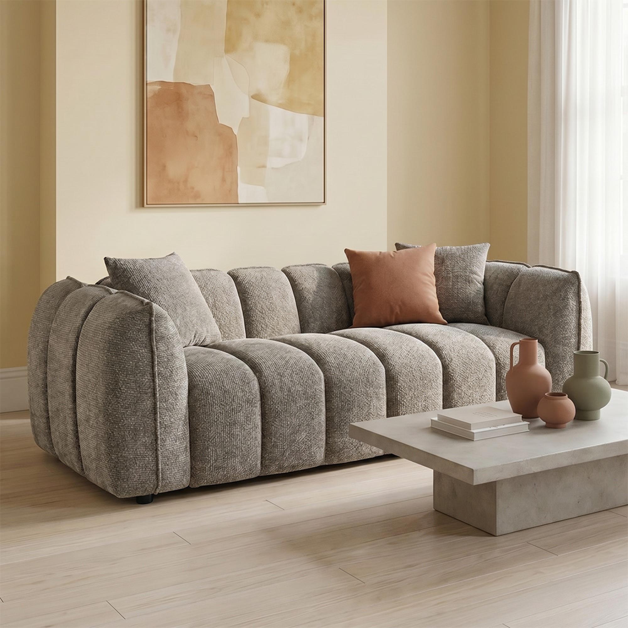 Venice Sofa - Mocha Fabric - 3 Seater