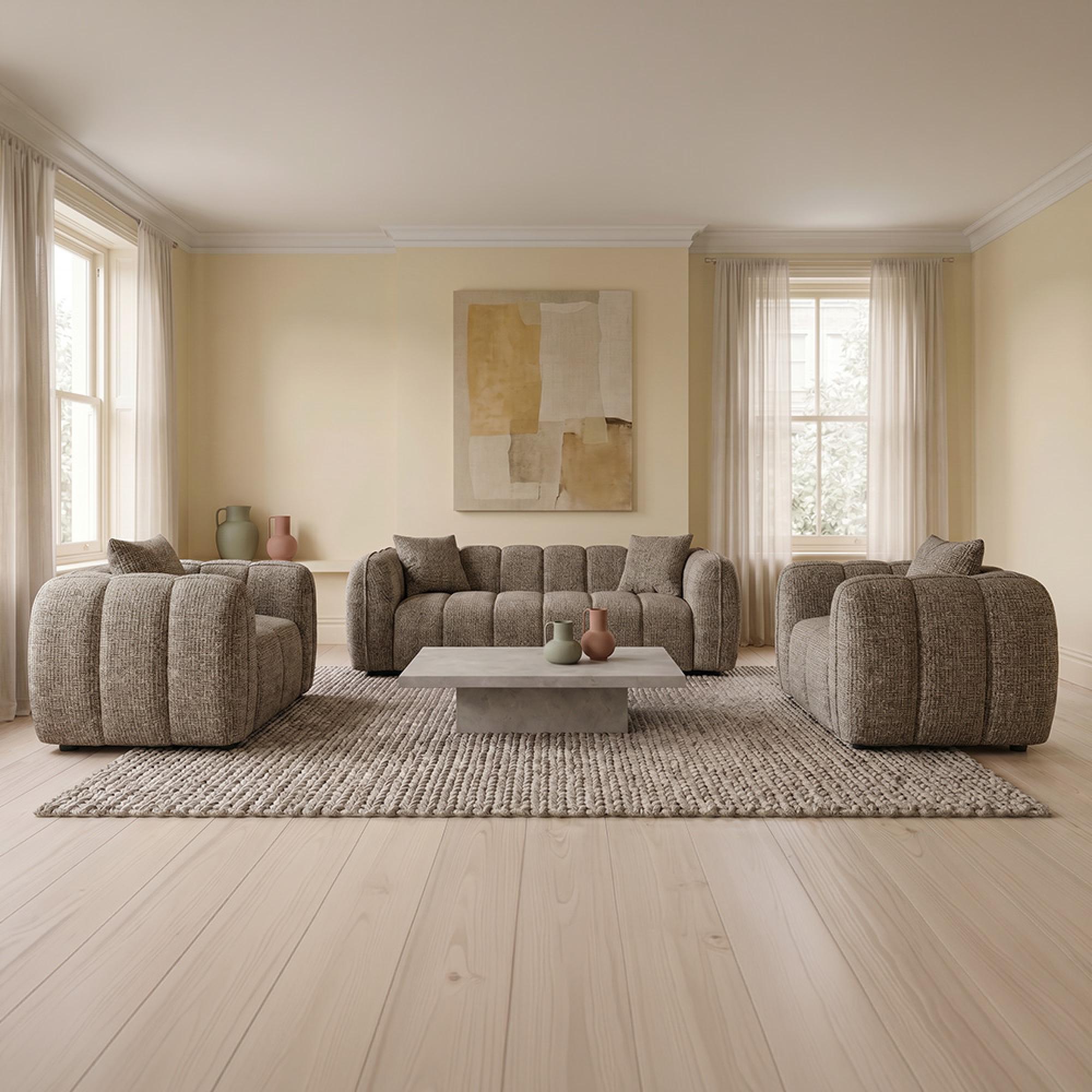Venice Sofa Set - Mocha Fabric - 3+1+1 Seater