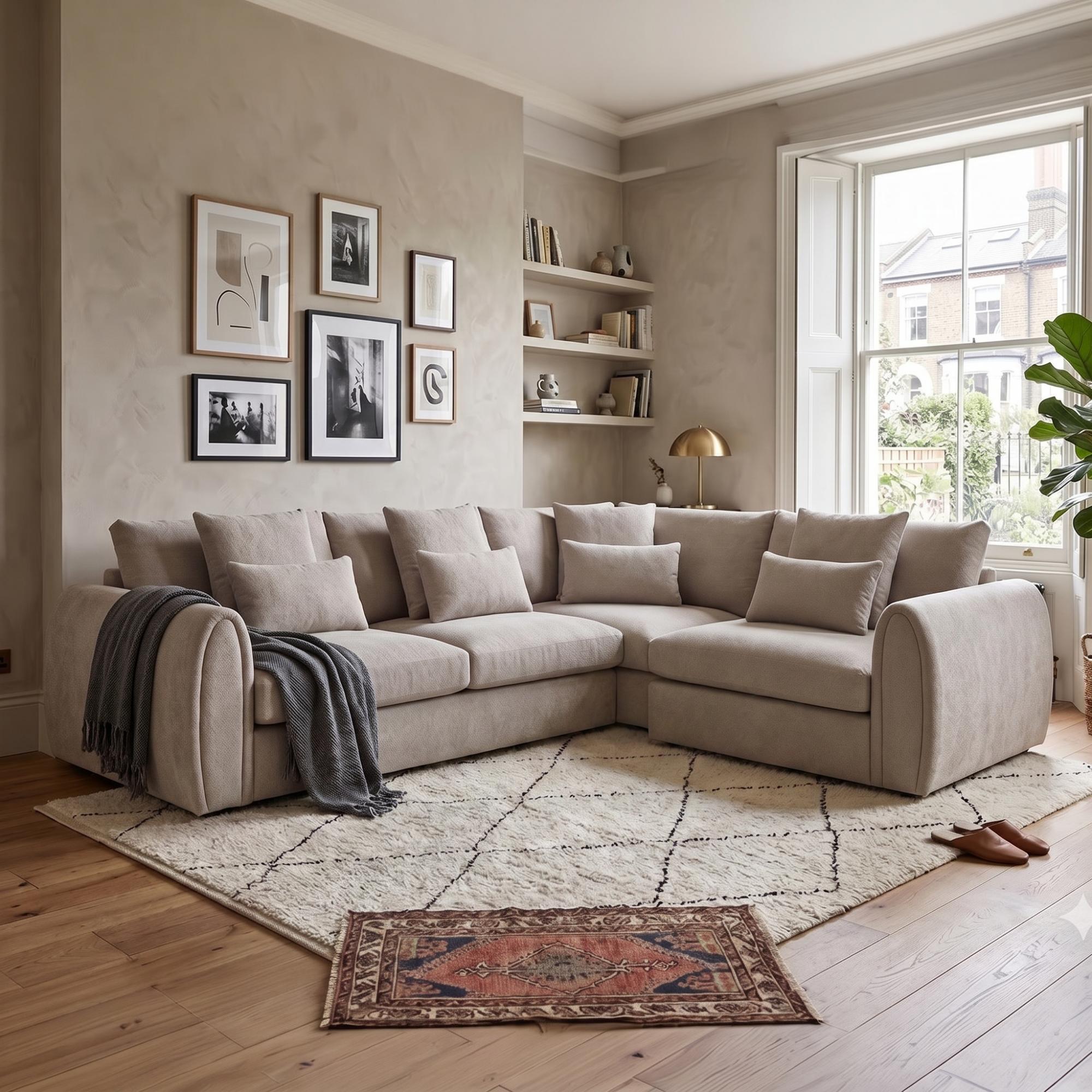 Mirabel Corner Sofa - Mocha Fabric - RHF