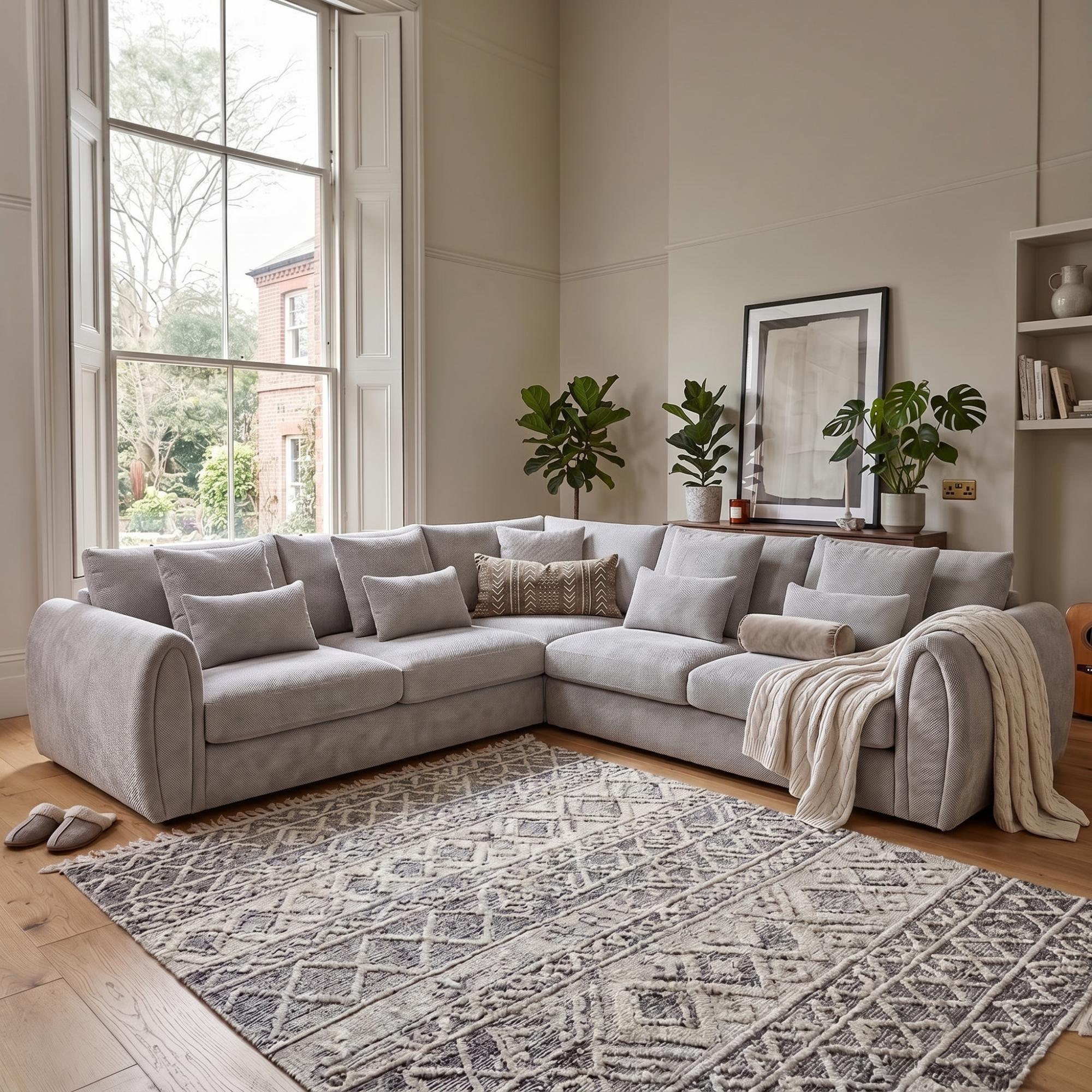 Mirabel Large Corner Sofa - Grey Fabric