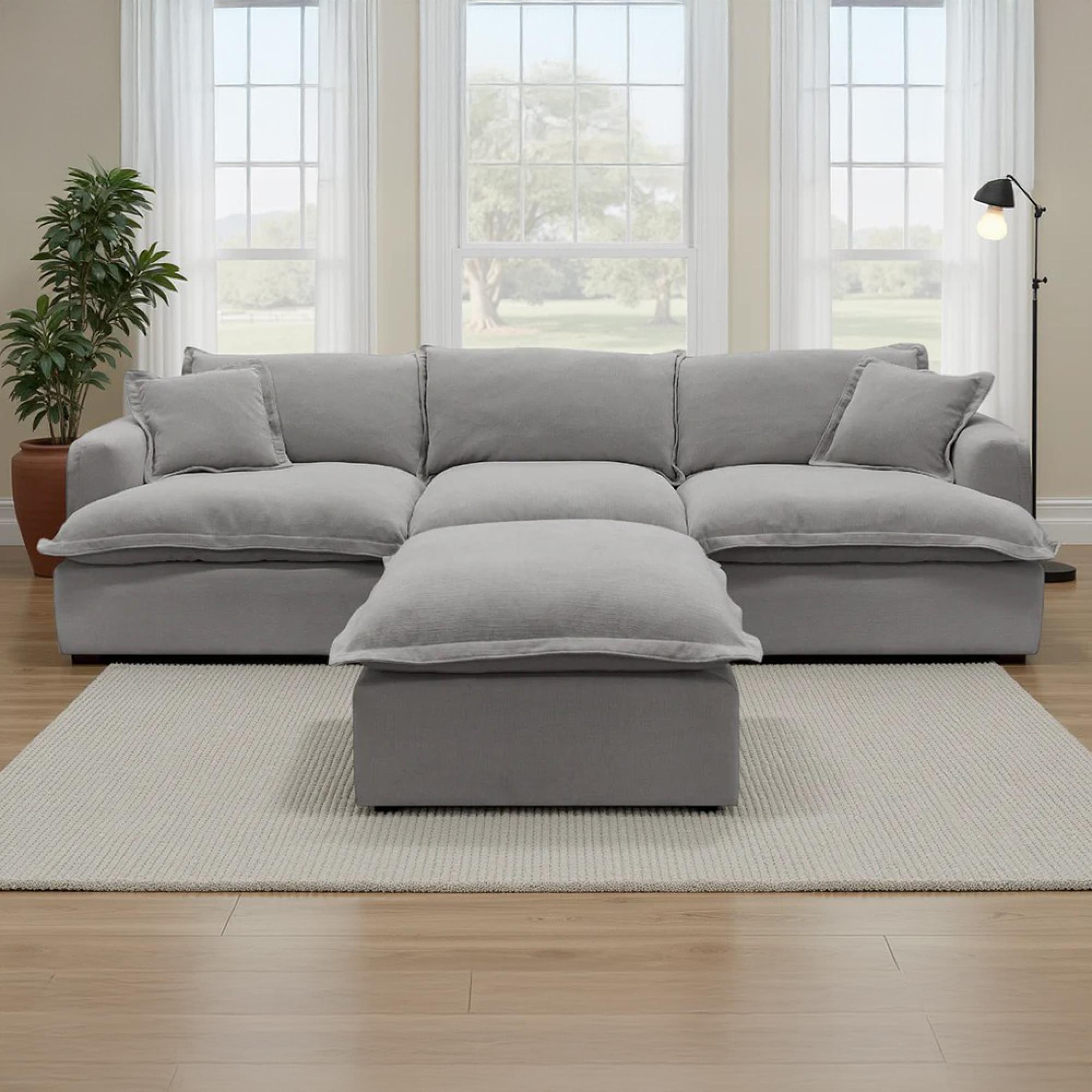 Santa Barbara Modular Sofa - Grey Fabric - with Footstool