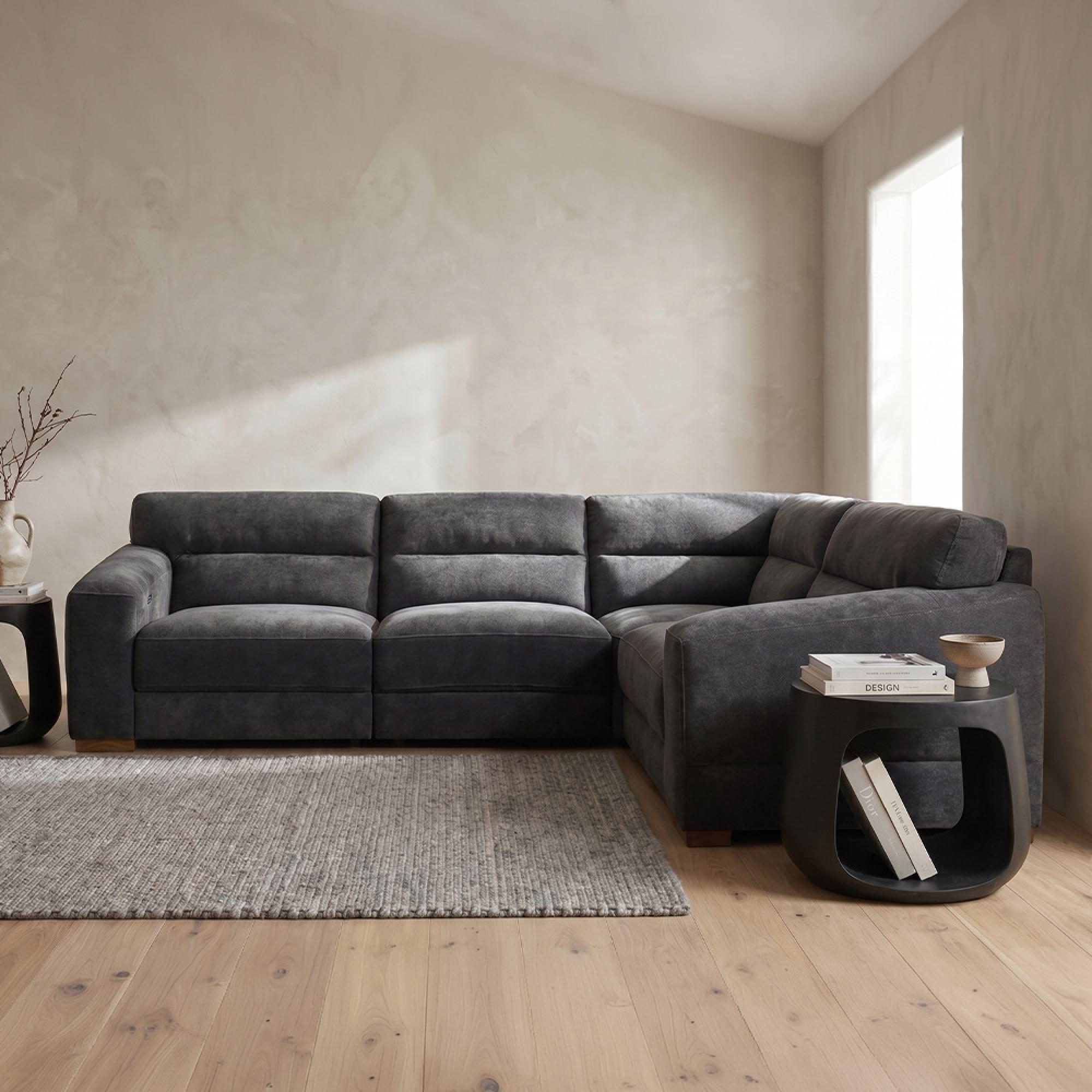 Chicago Universal Corner Sofa - Charcoal Fabric