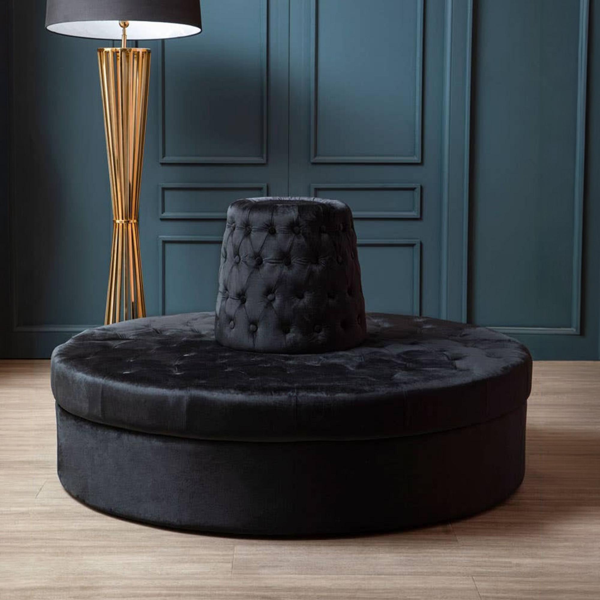 Hartford Sofa - Modular - Round - Black Velvet Fabric