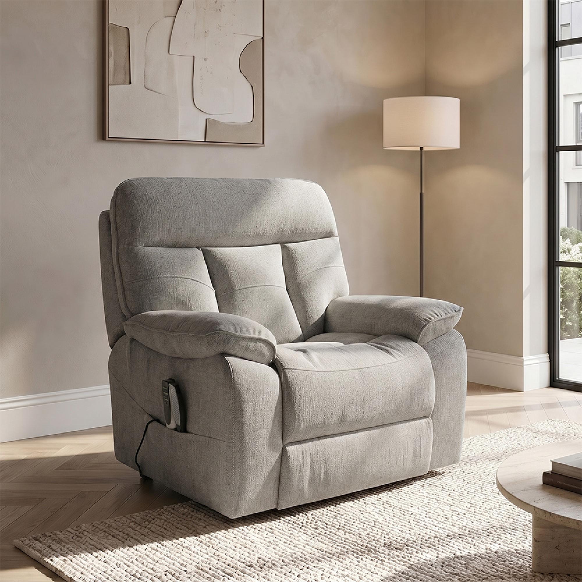 Cornwall Rise Recliner Armchair - Grey Fabric