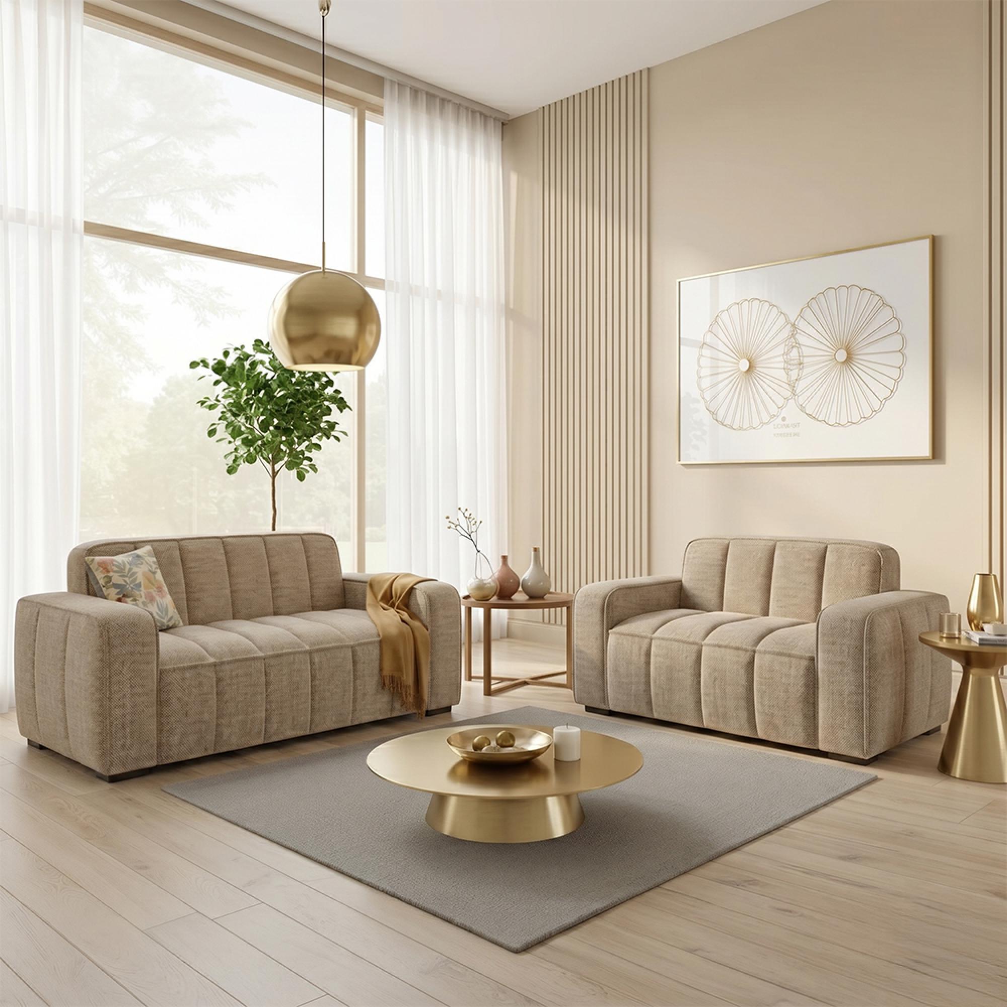 Paris Sofa - Beige Fabric - 3+2 Seater