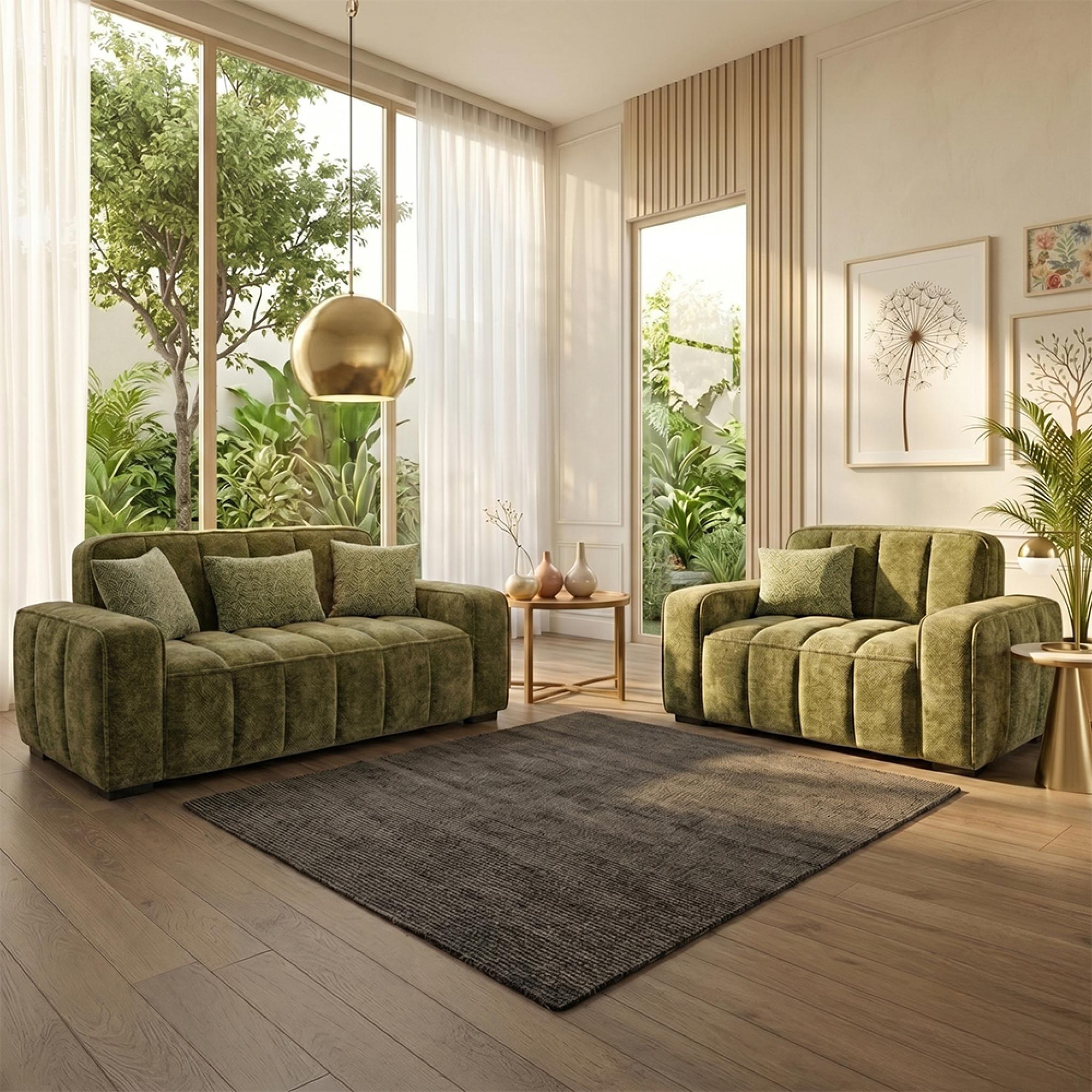 Paris Sofa - Olive Fabric - 3+2 Seater