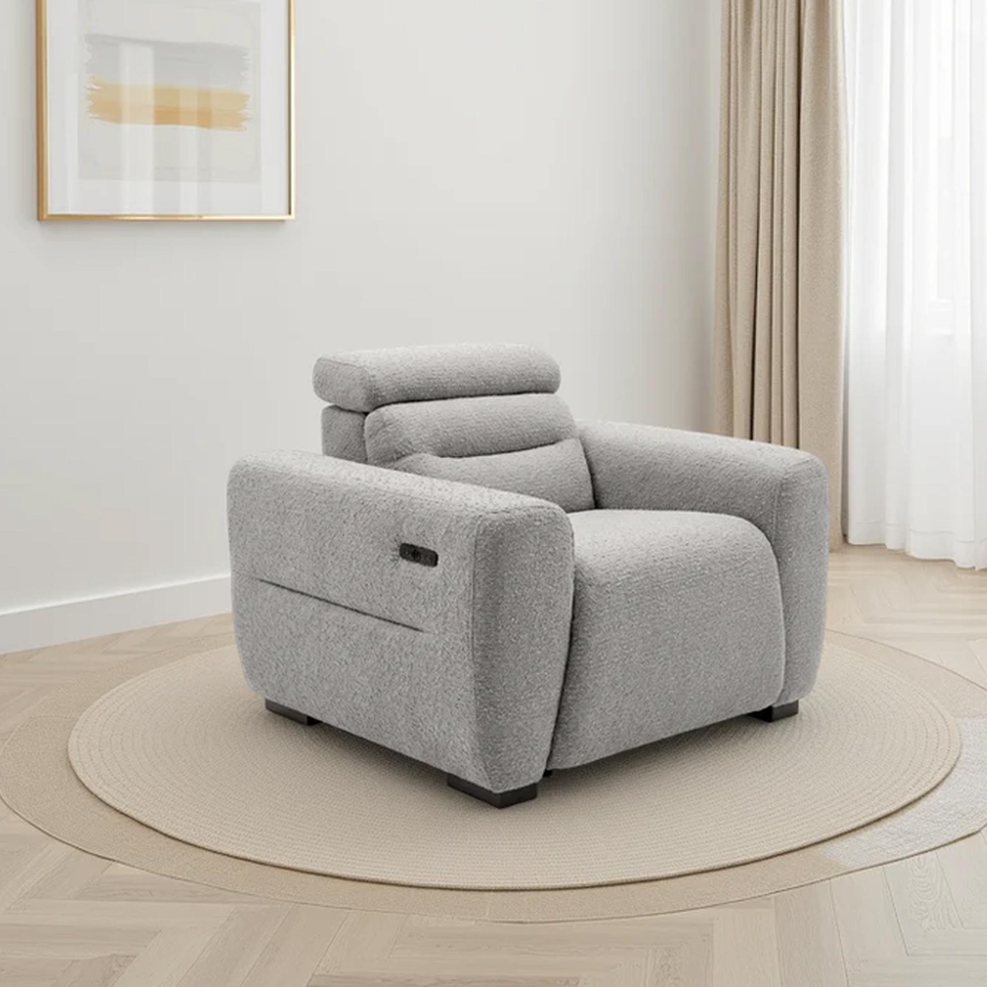 Tokyo Electric Recliner Armchair - Grey Fabric