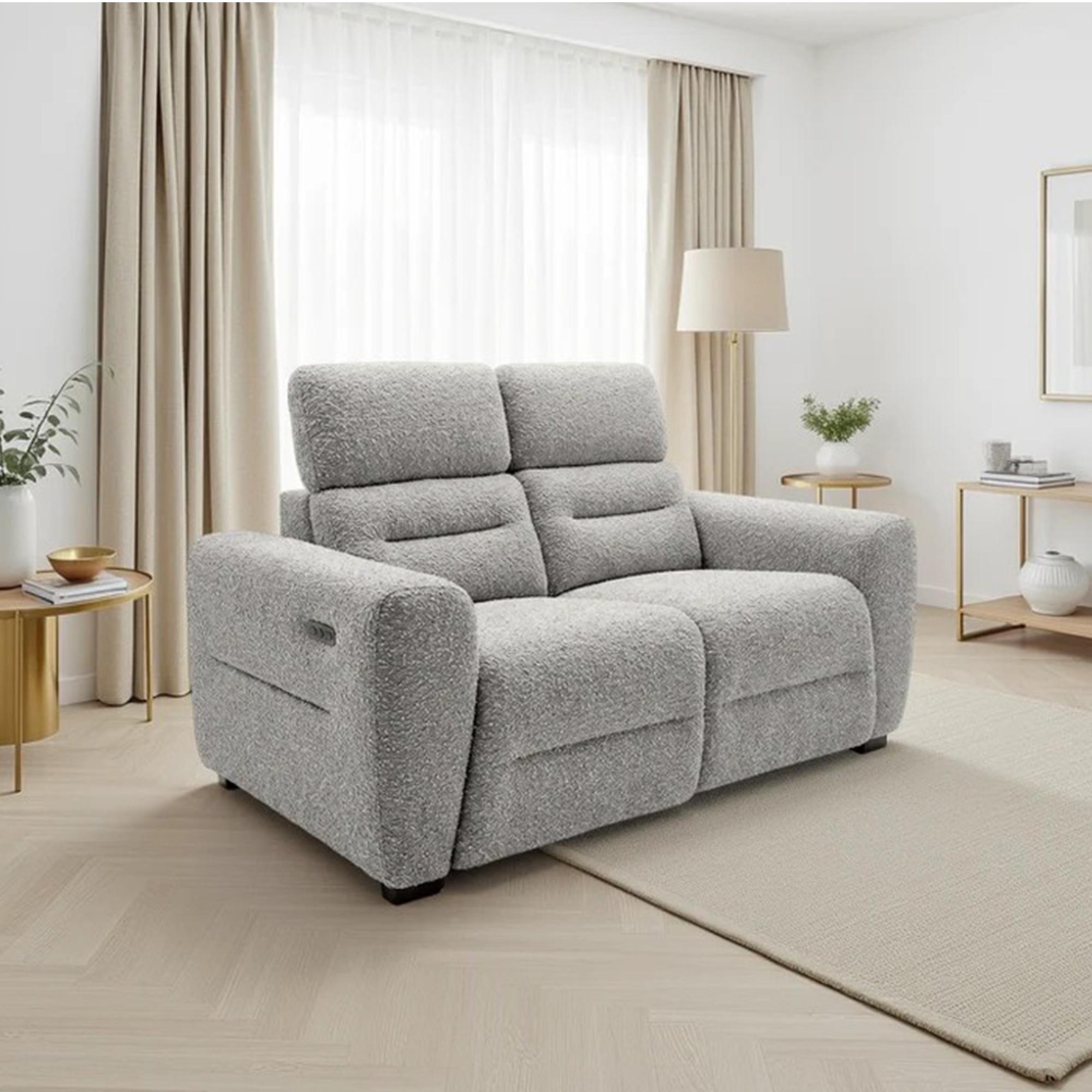 Tokyo Electric Recliner Sofa - Grey Fabric - 2 Seater
