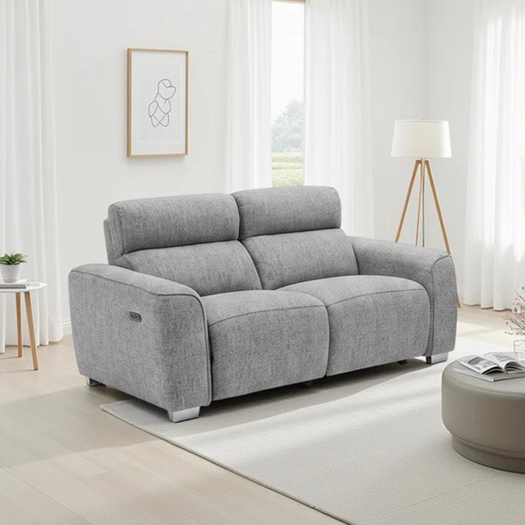 Toronto Electric Recliner Sofa - Grey Fabric - 2 Seater