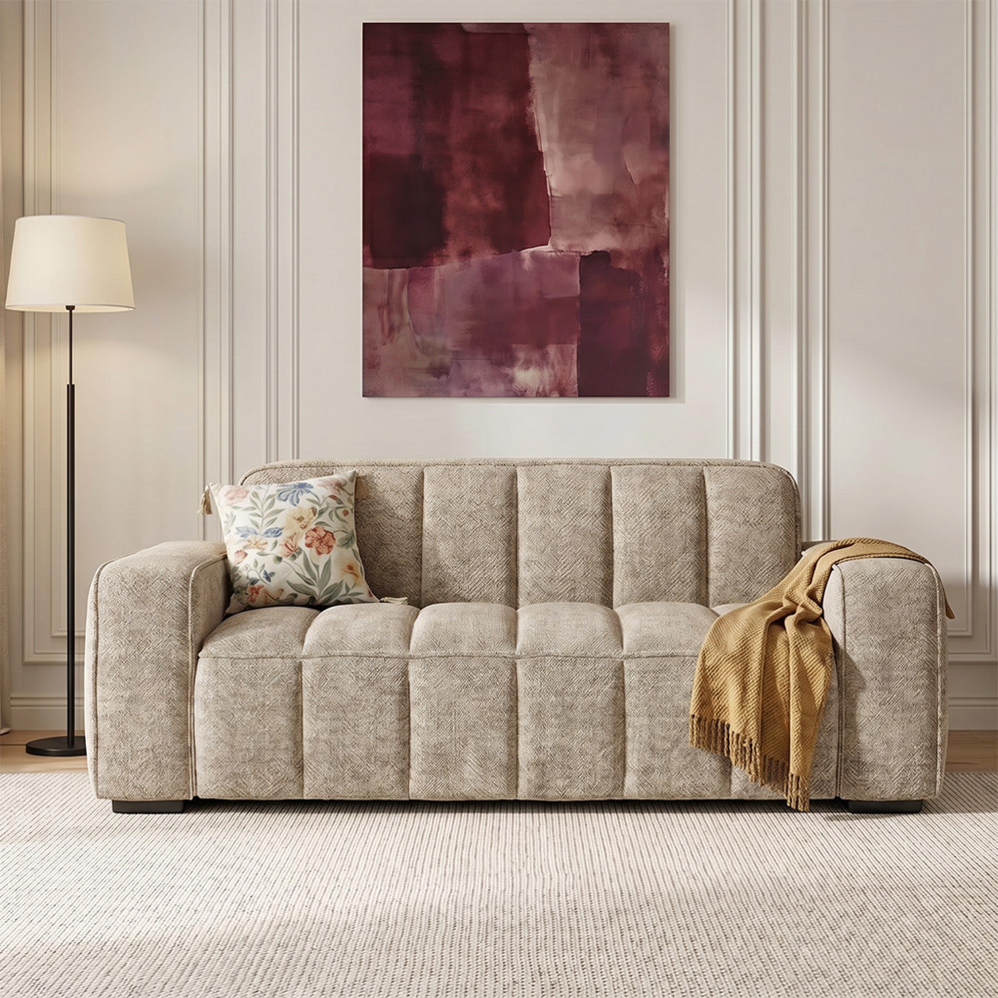 Paris Sofa - Beige Fabric - 3 Seater