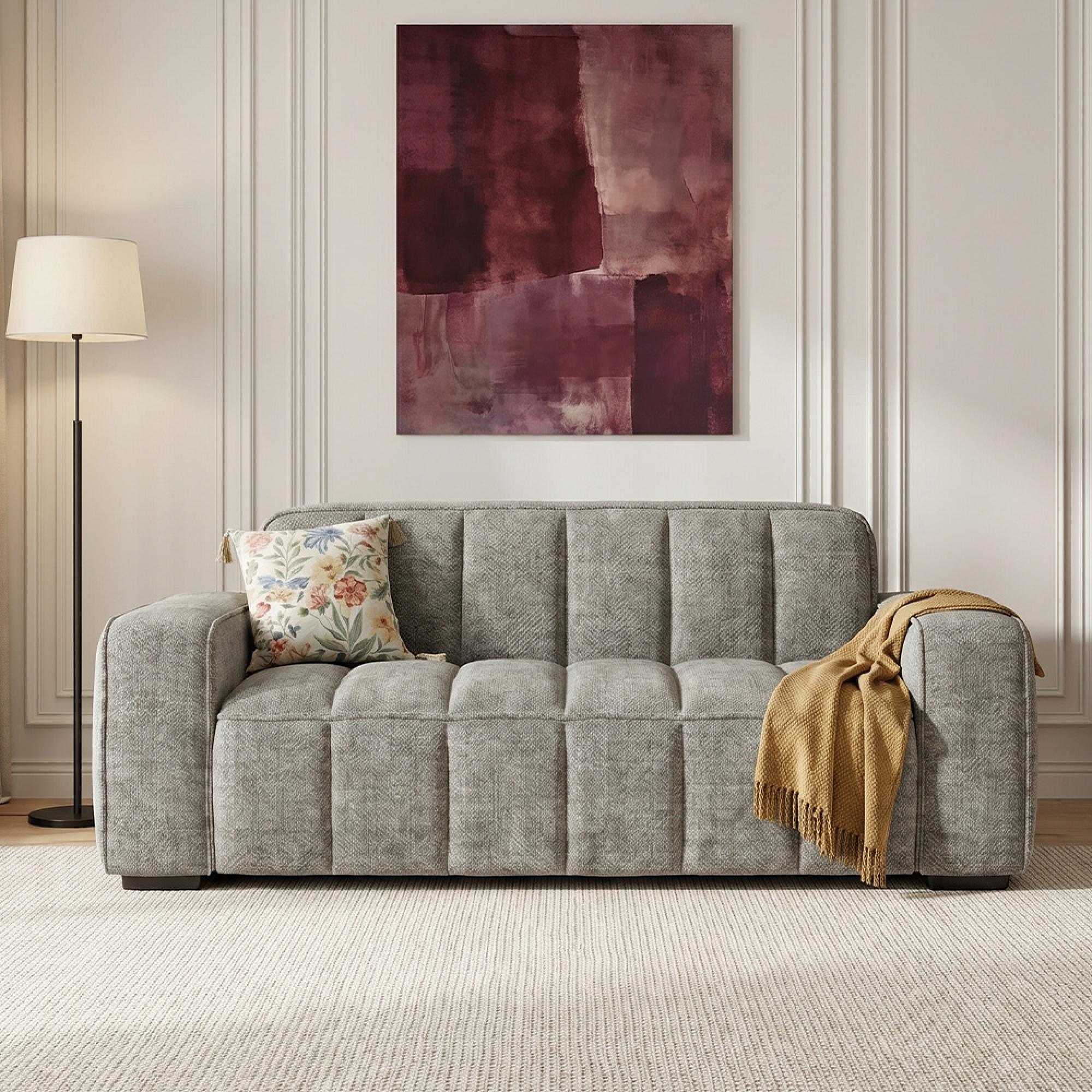 Paris Sofa - Grey Fabric - 3 Seater