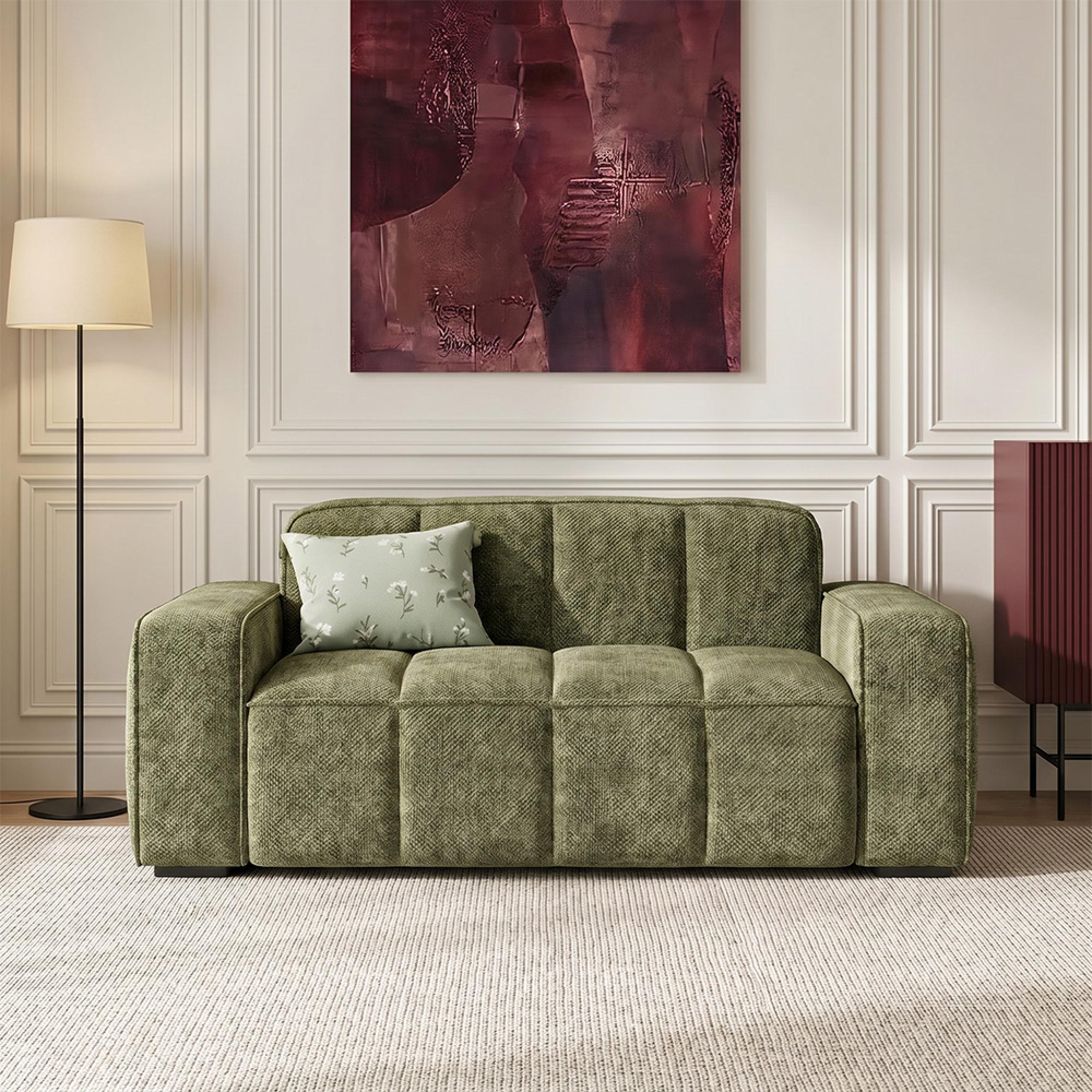 Paris Sofa - Olive Fabric - 2 Seater