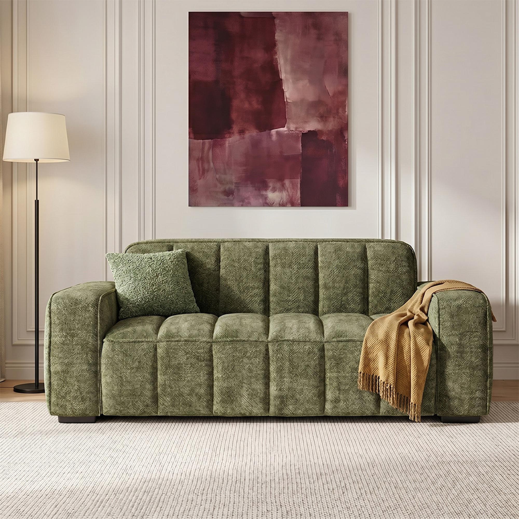Paris Sofa - Olive Fabric - 3 Seater