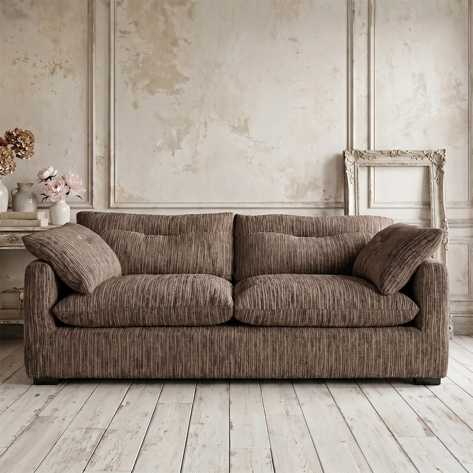 Quetta Sofa - Brown Fabric - 3 Seater