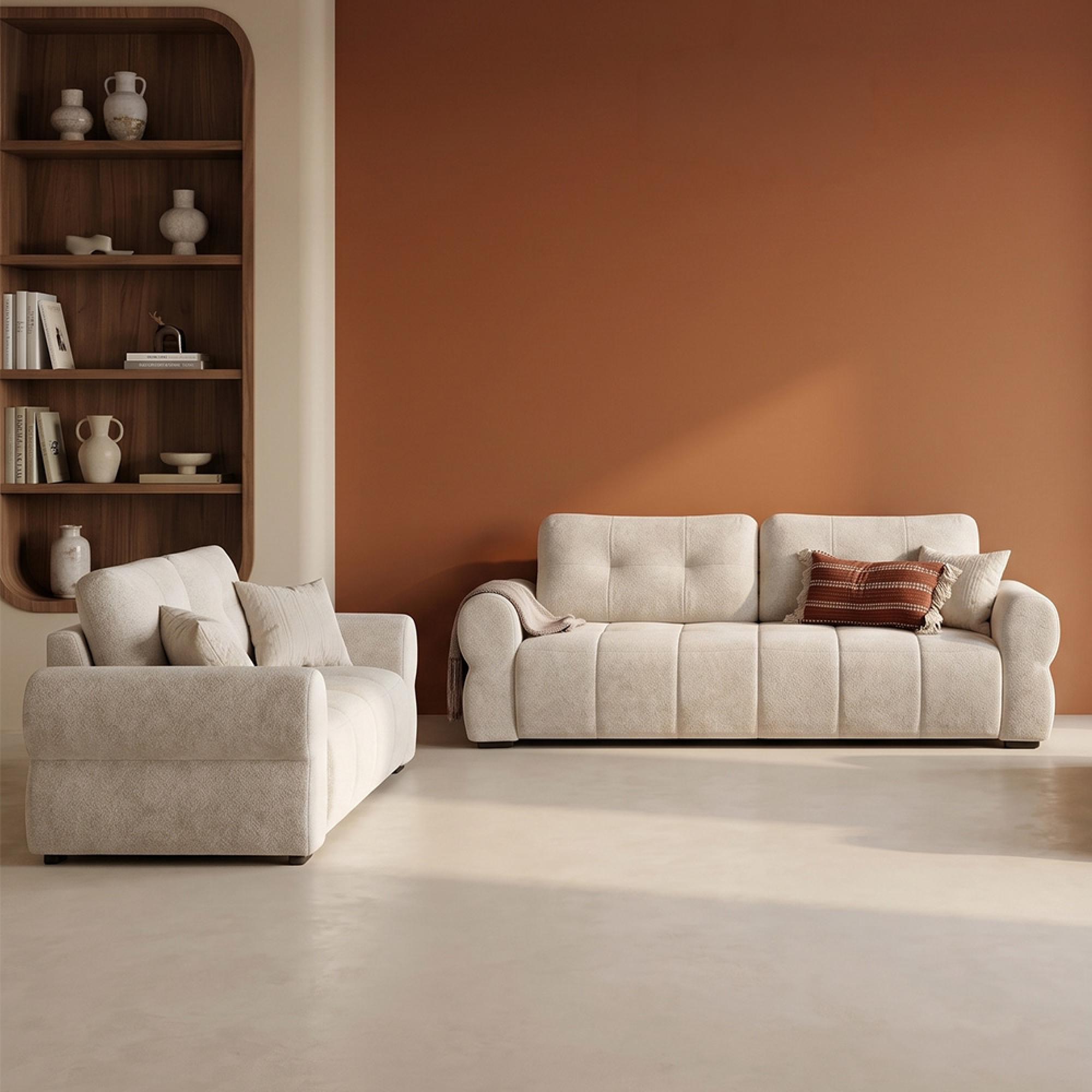 San Marino Sofa - Beige Fabric - 3+2 Seater