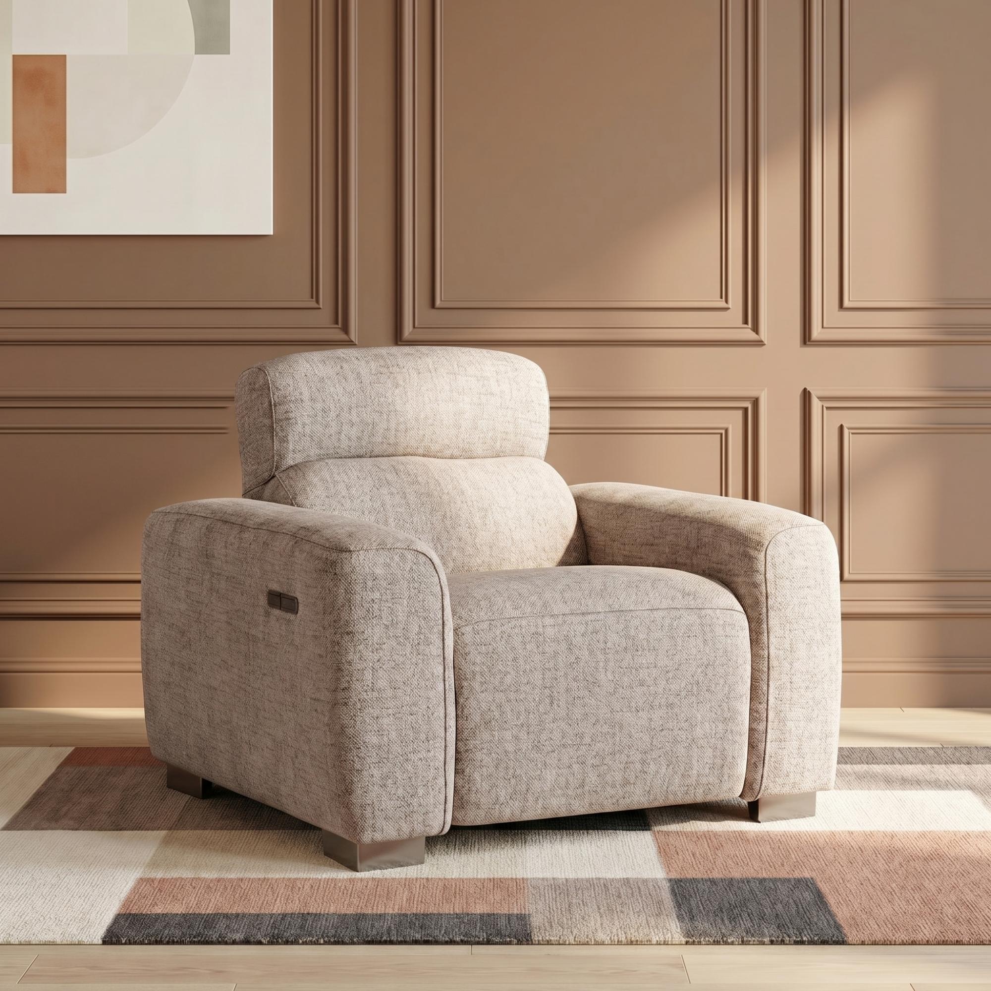 Toronto Electric Recliner Armchair - Beige Fabric