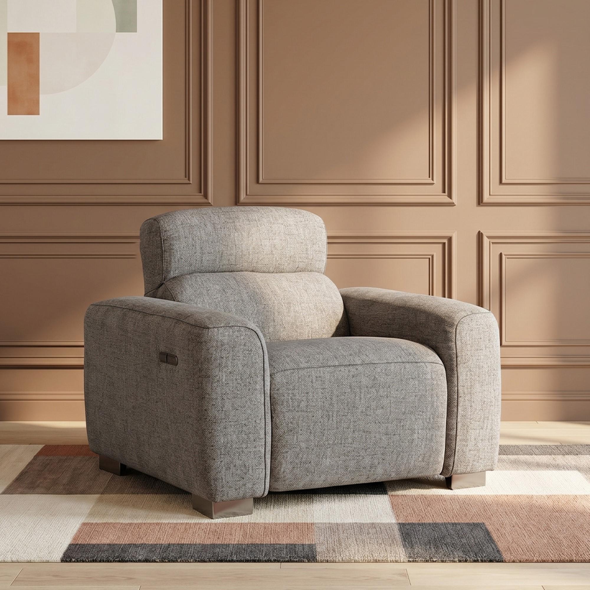 Toronto Electric Recliner Armchair - Grey Fabric