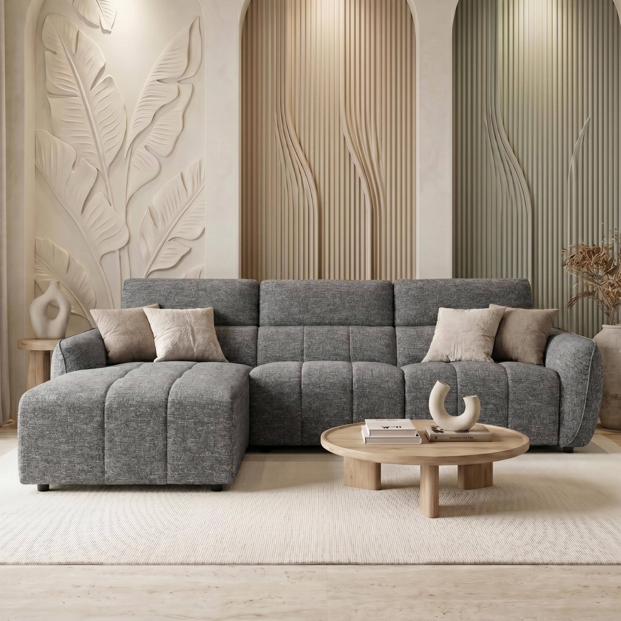 Turin Electric Recliner Sofa - Charcoal Fabric - LHF