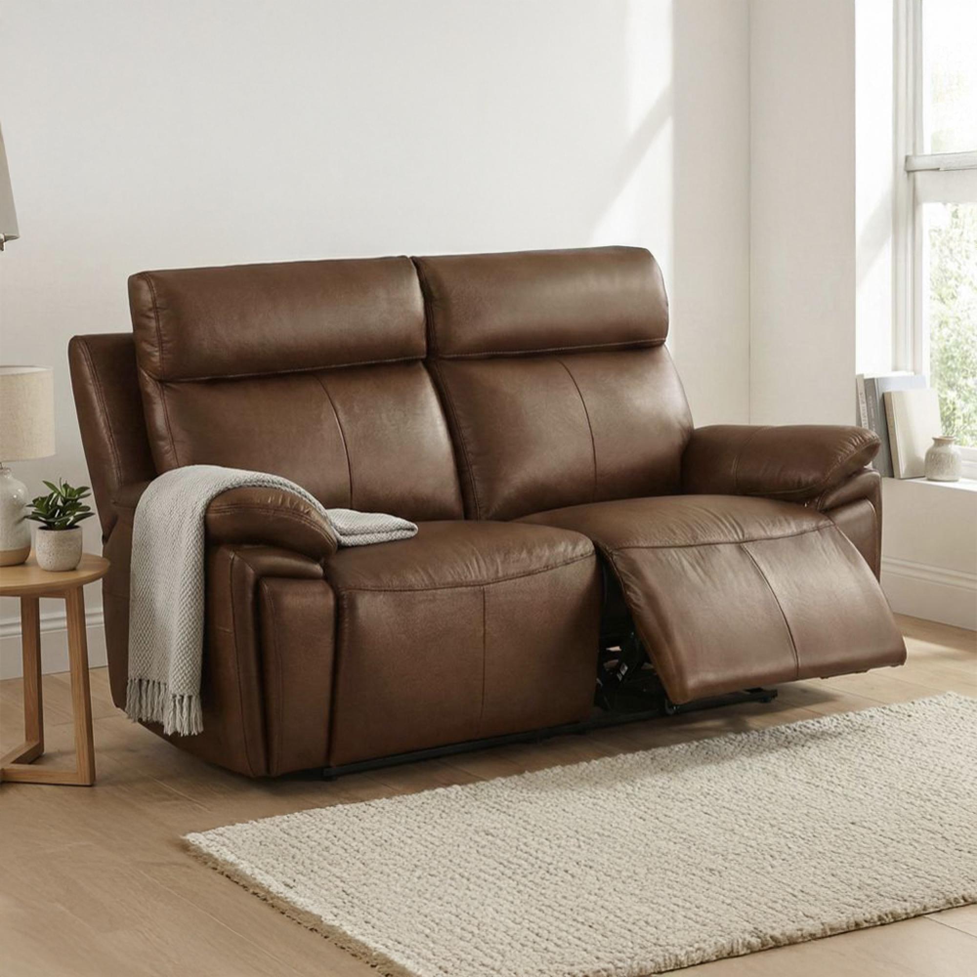 Ashby Electric Recliner Sofa - 2 Seater - Tan - Leather