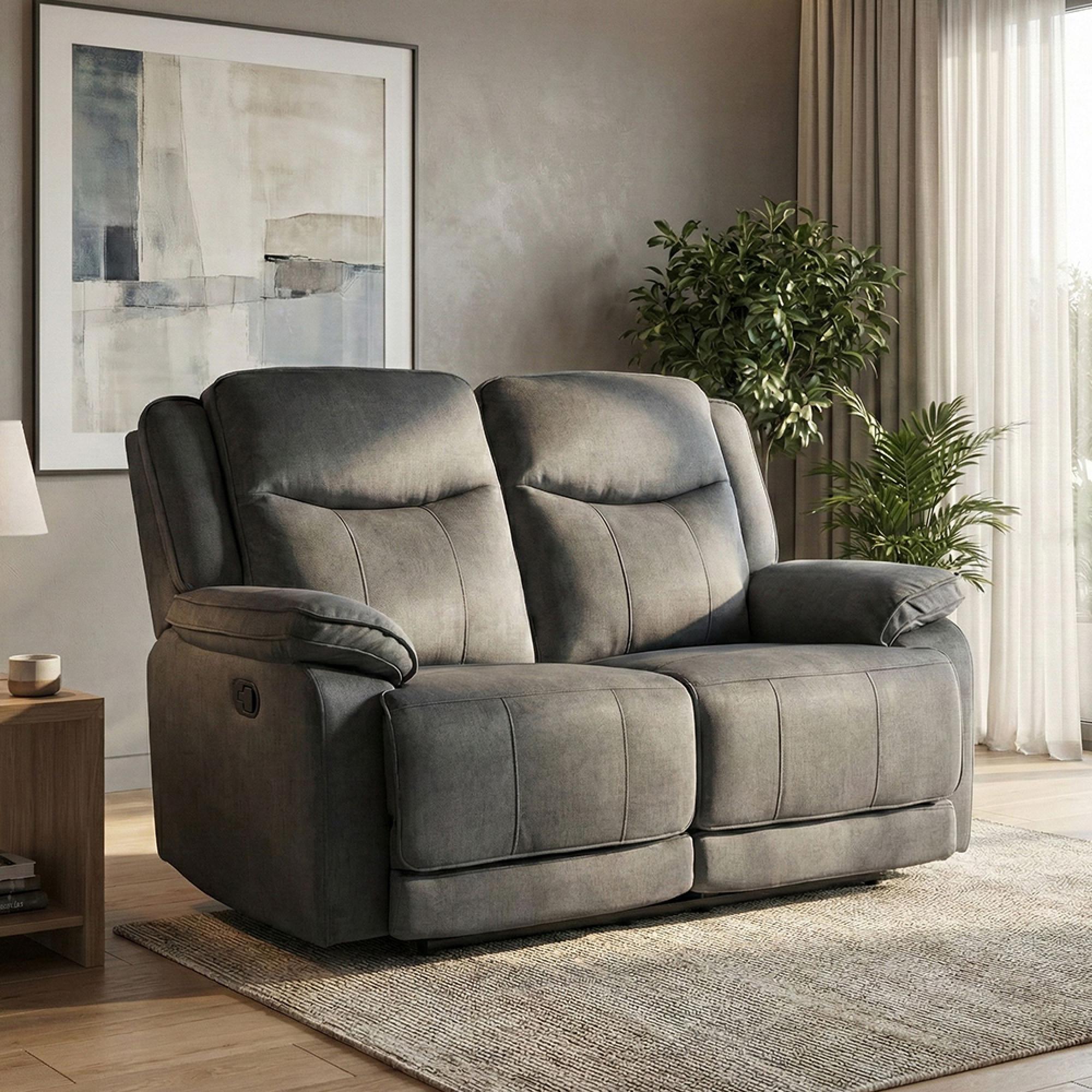 Clayton Recliner Sofa - 2 Seater - Grey - Fabric