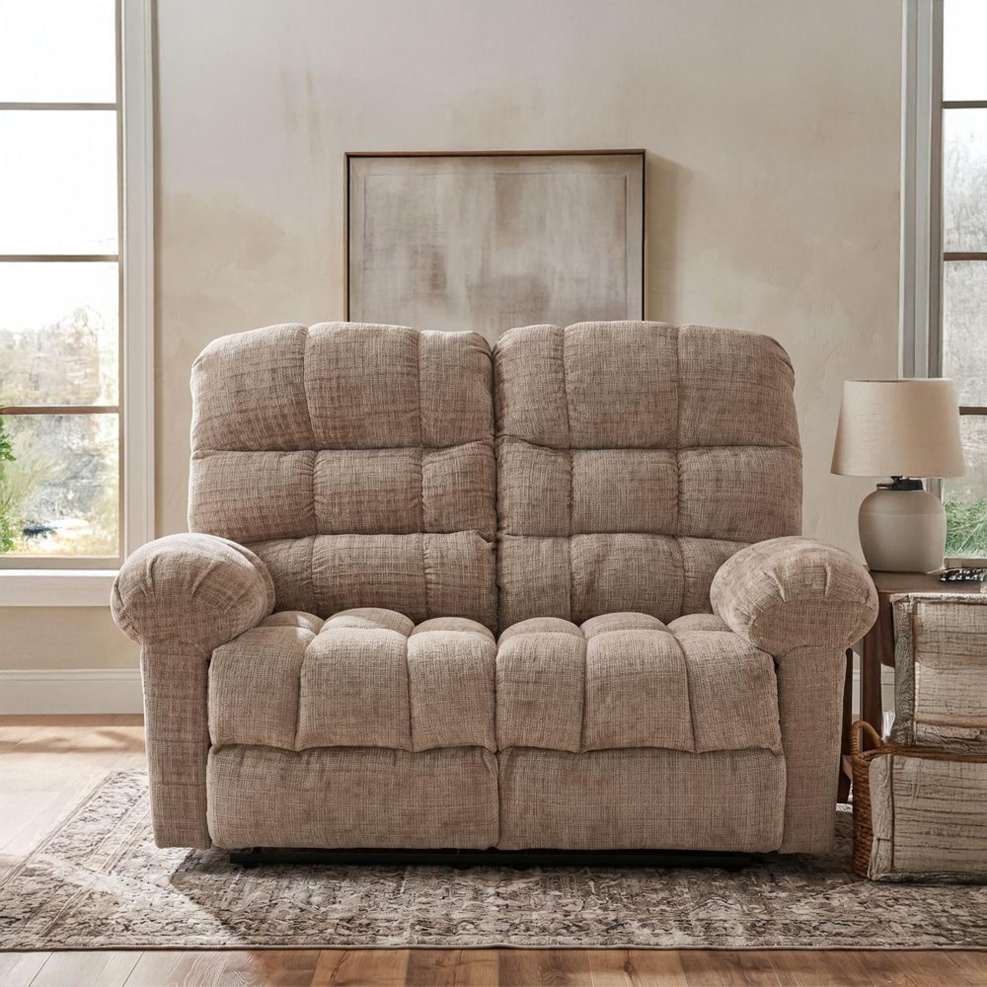 Cloud Manual Recliner Sofa - 2 Seater - Beige - Fabric