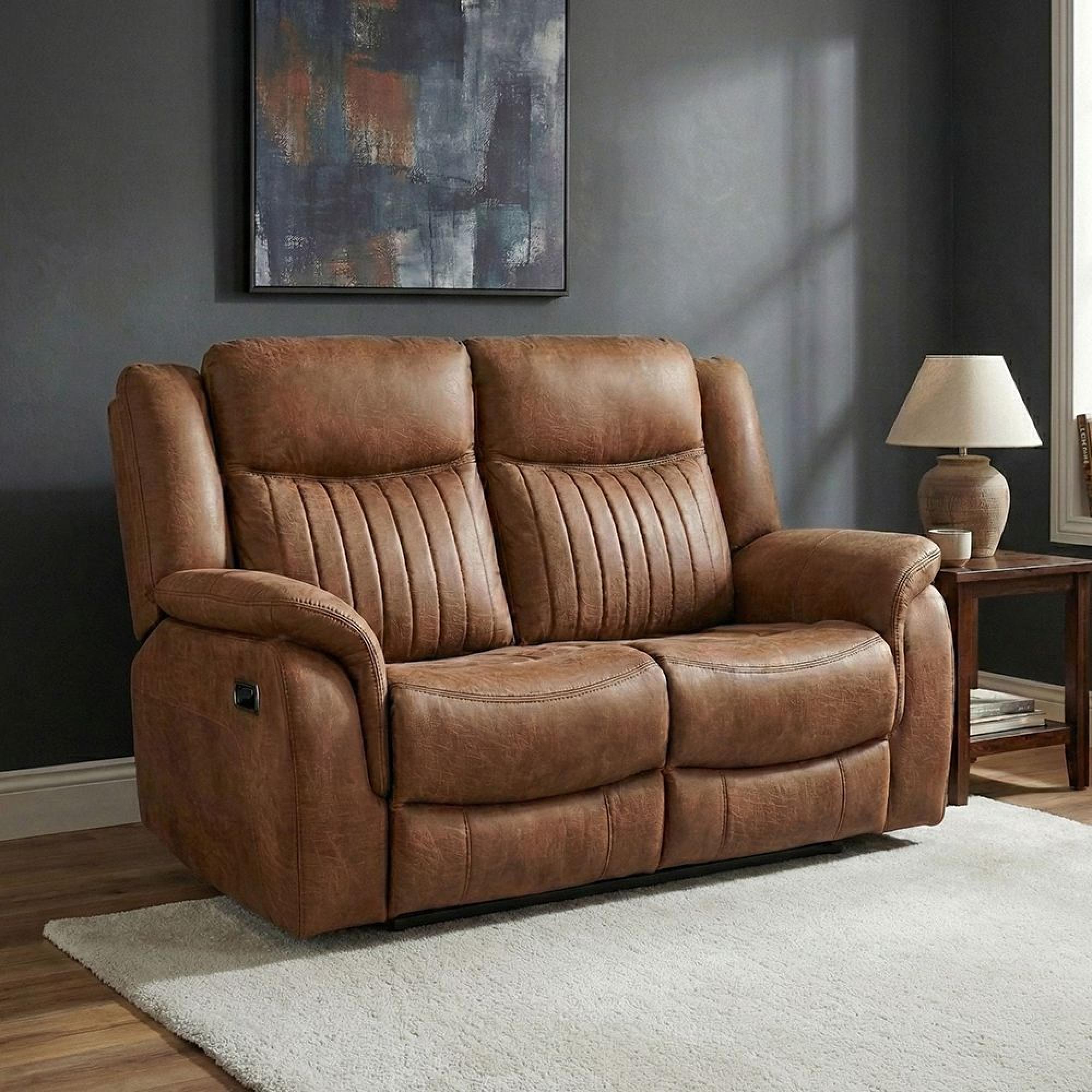 Darlington Recliner Sofa - 2 Seater - Warm Tan - Fabric