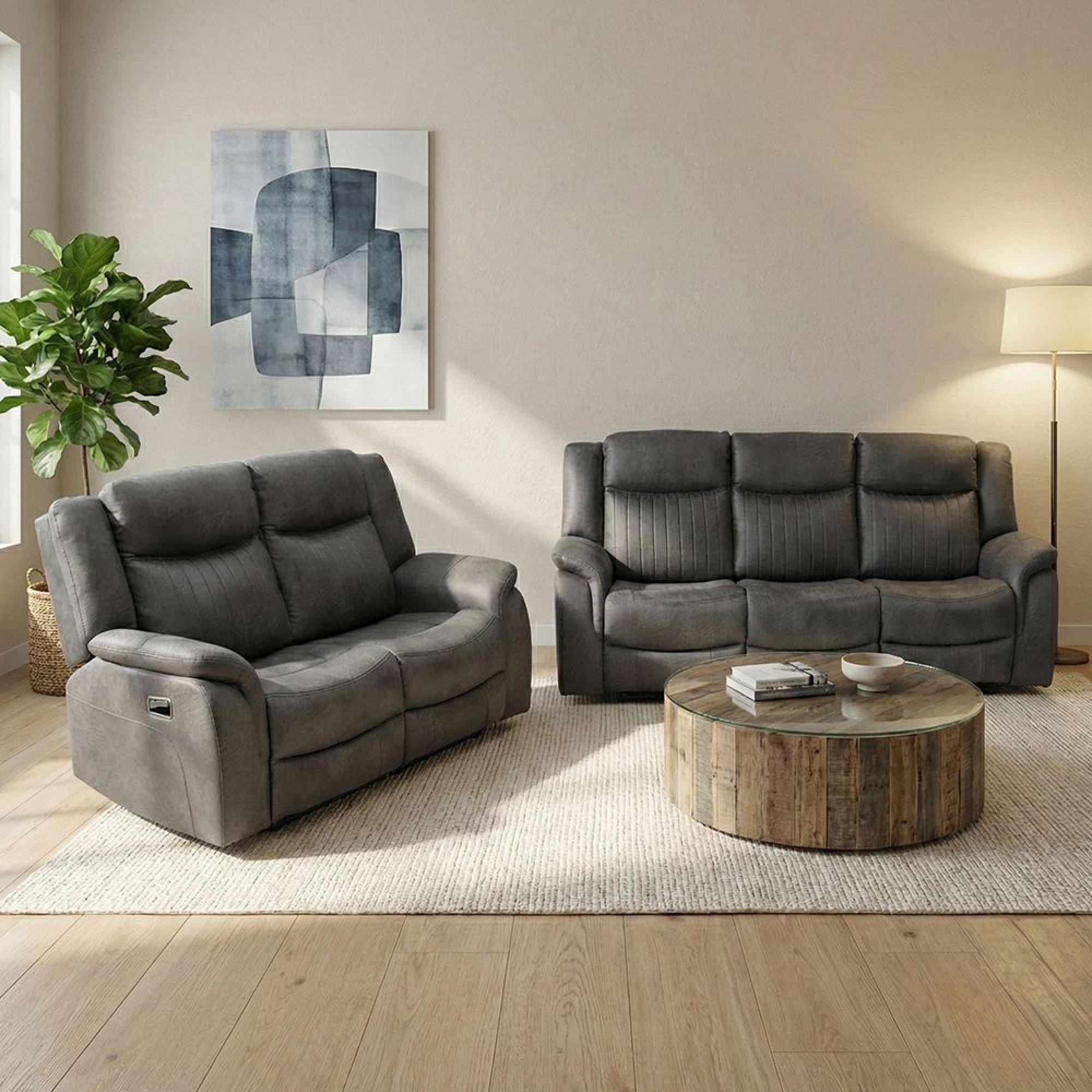 Darlington Recliner Sofa Suite - 3+2 Seater - Slate Grey - Fabric