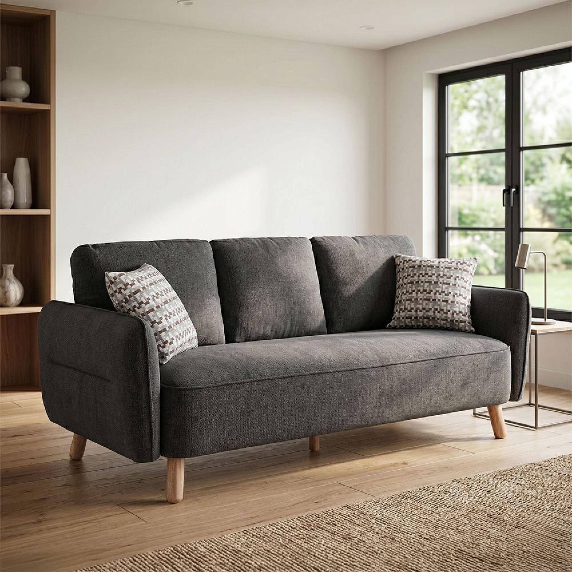 Georgia Sofa - 3 Seater - Dark Grey - Fabric