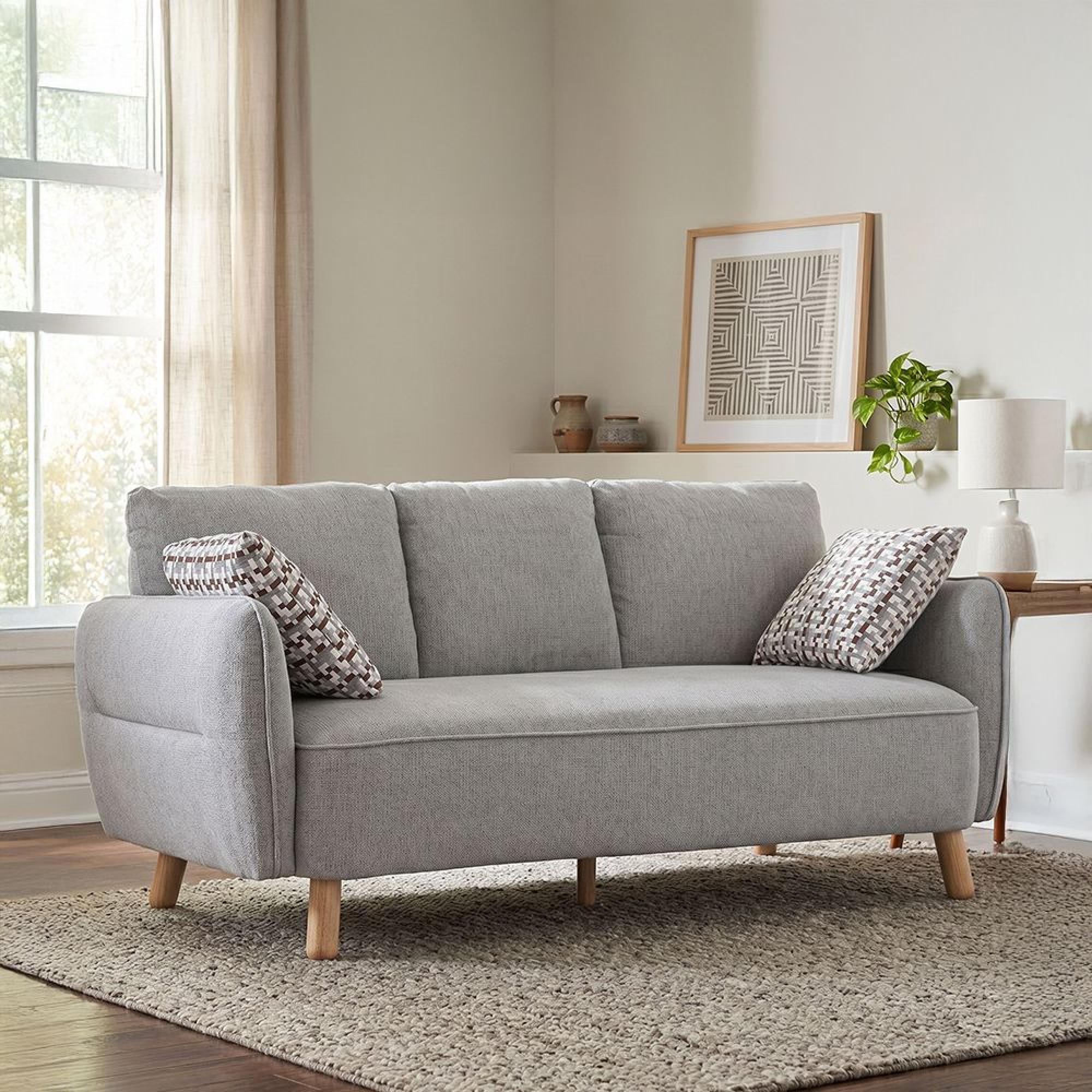 Georgia Sofa - 3 Seater - Light Grey - Fabric