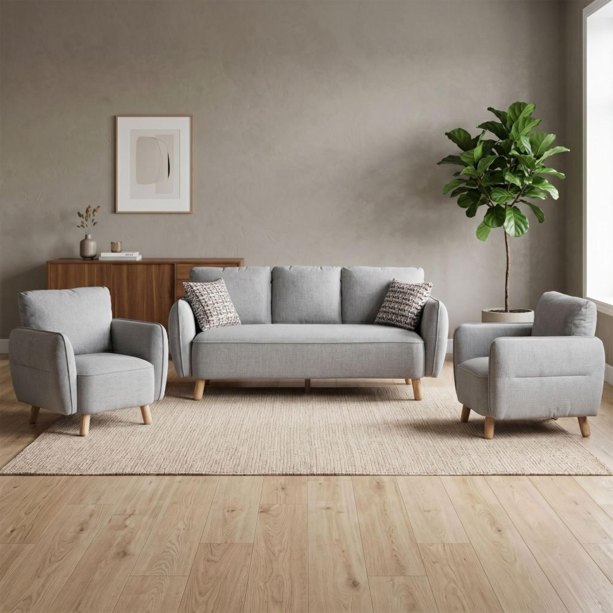 Georgia Sofa Suite - 3+1+1 Seater - Light Grey - Fabric