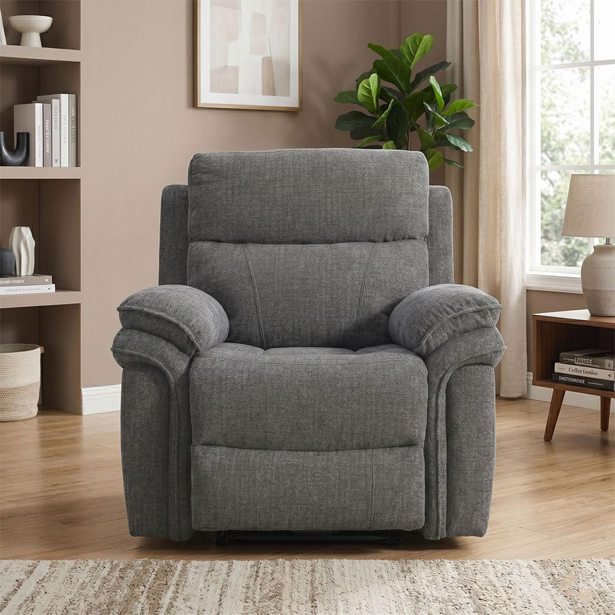 Harrow Electric Recliner Armchair - Dark Grey - Fabric