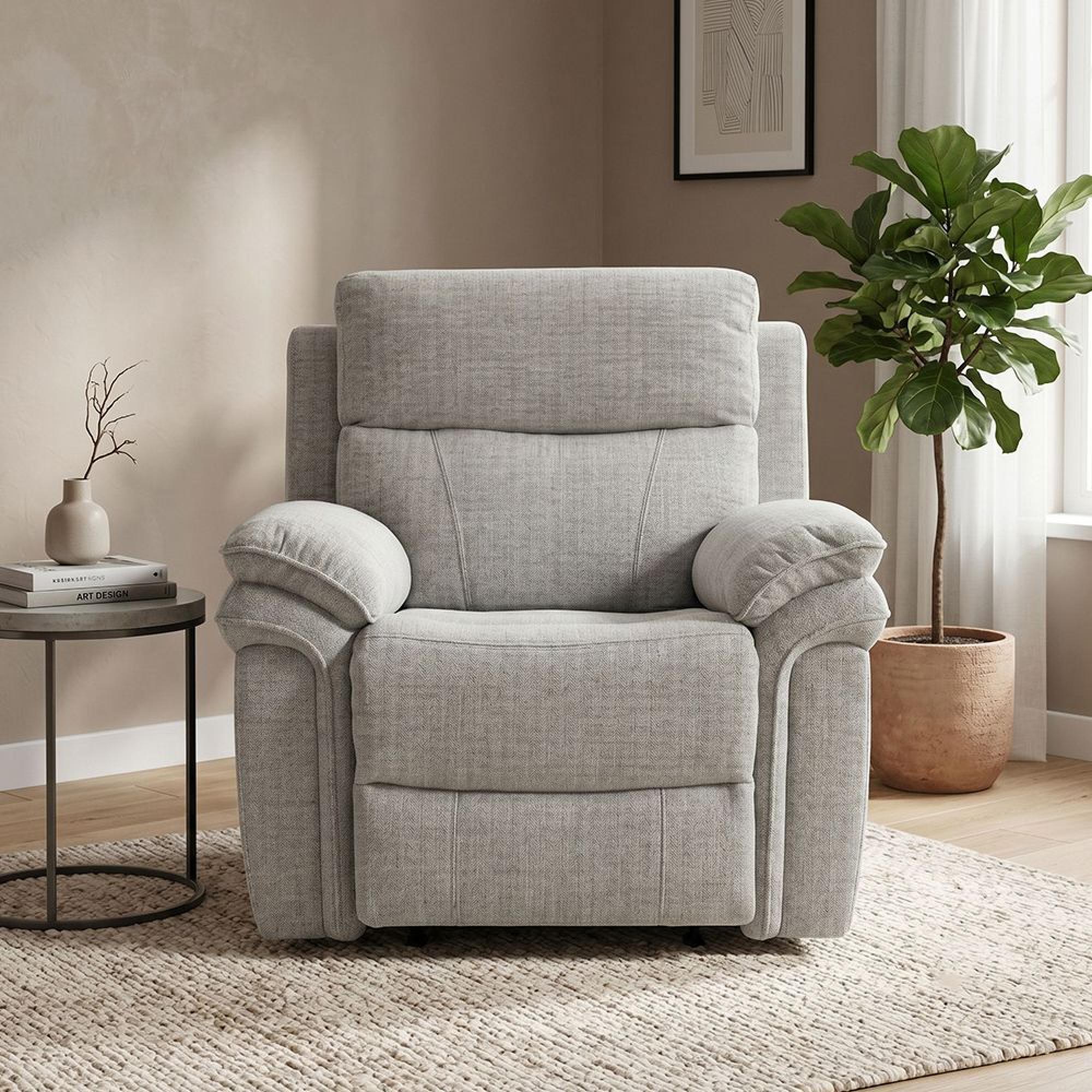 Harrow Electric Recliner Armchair - Light Grey - Fabric